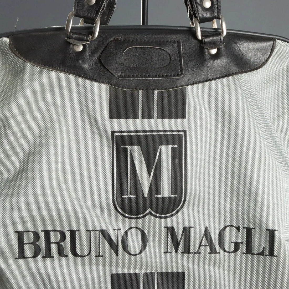 Vintage Travel Bag Bruno Magli Leather Fabric 1980s-1990s