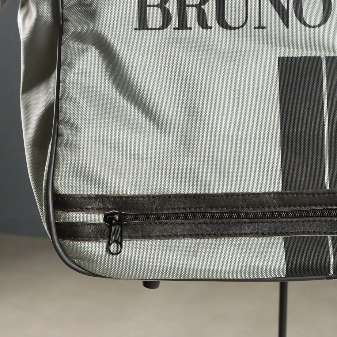Vintage Travel Bag Bruno Magli Leather Fabric 1980s-1990s