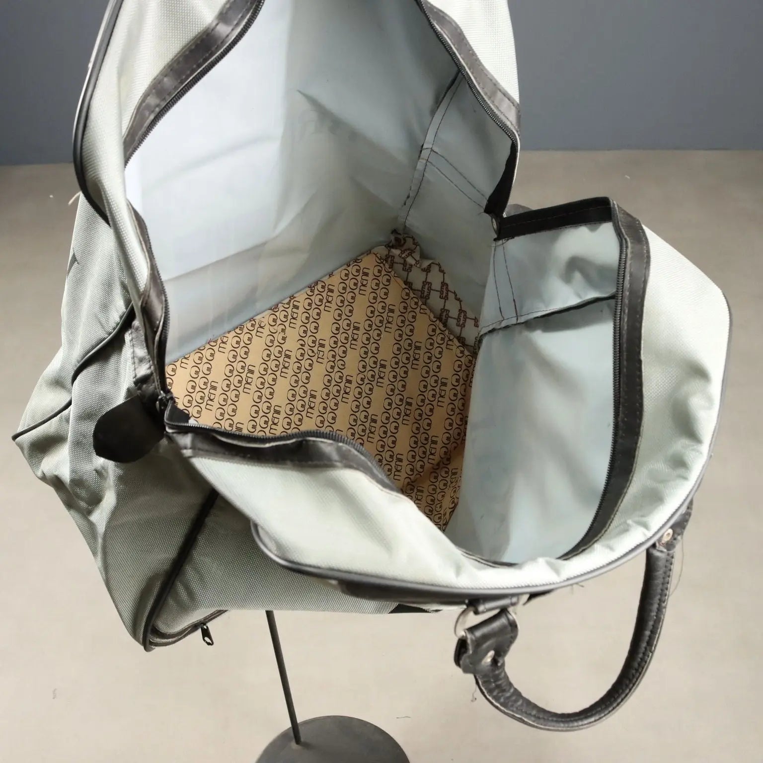 Vintage Travel Bag Bruno Magli Leather Fabric 1980s-1990s