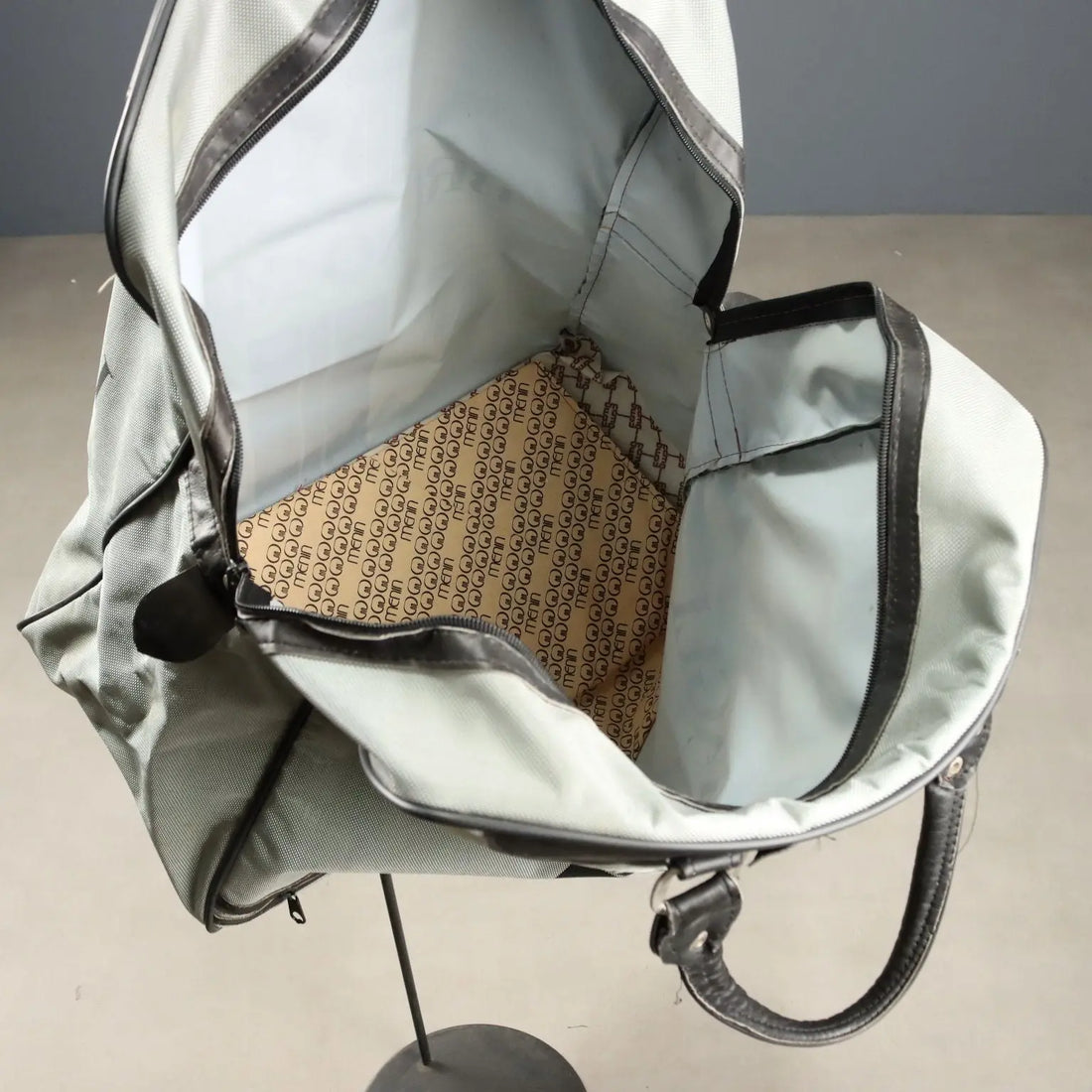 Vintage Travel Bag Bruno Magli Leather Fabric 1980s-1990s