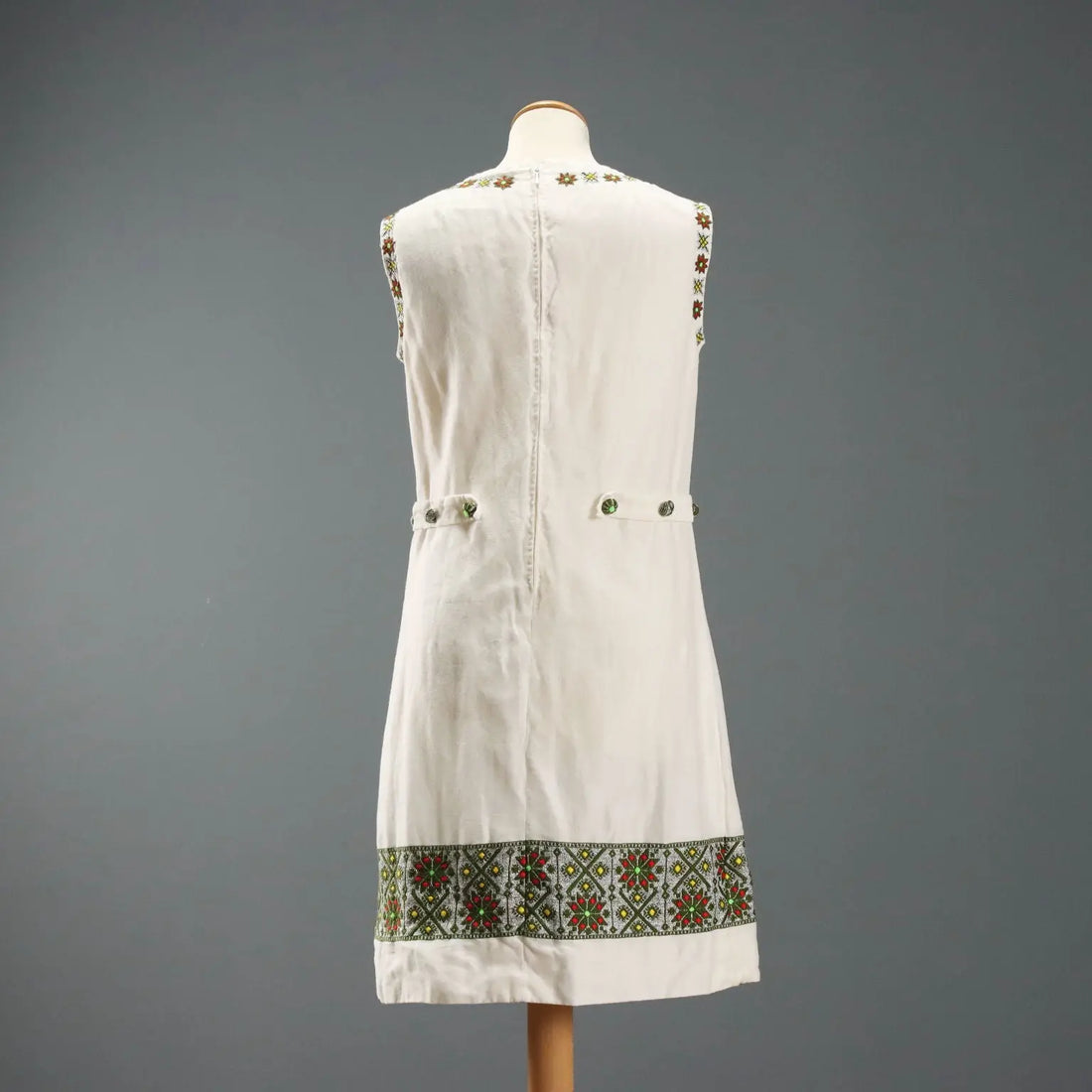 Vintage Dress Ethnic Style Linen UK Size 12 1960s-1970s