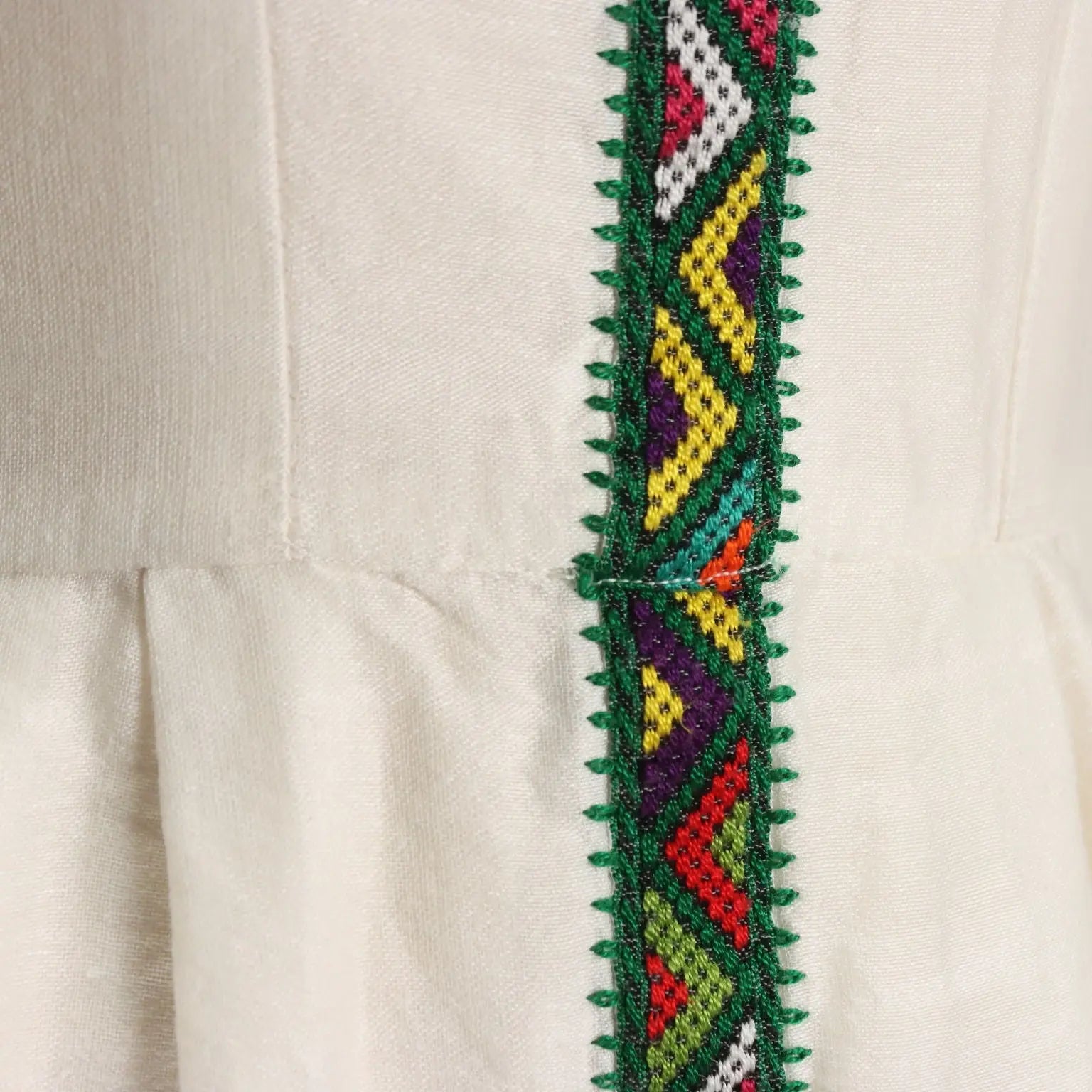 Vintage Ethnic Dress Cotton Embroidered UK Size 12 Ethiopia 1960s