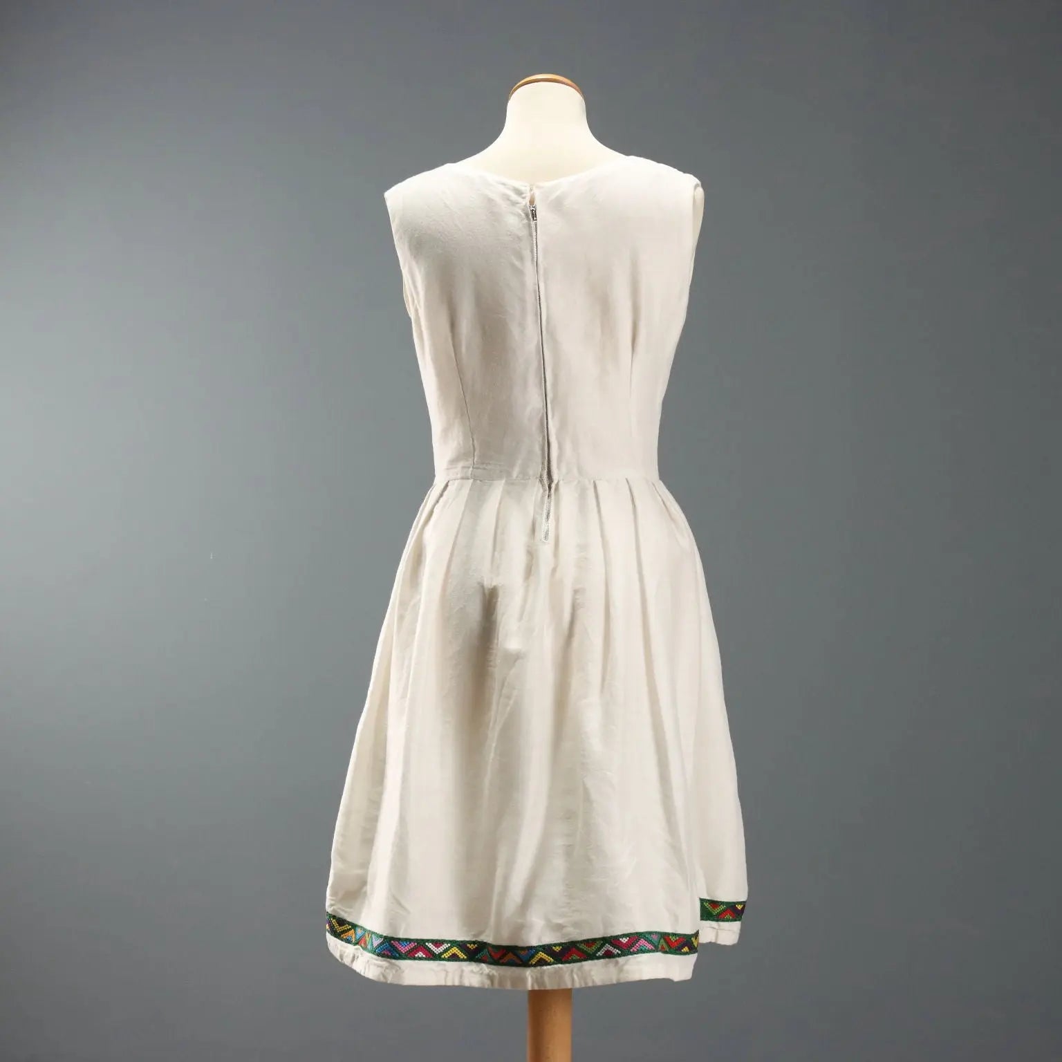 Vintage Ethnic Dress Cotton Embroidered UK Size 12 Ethiopia 1960s