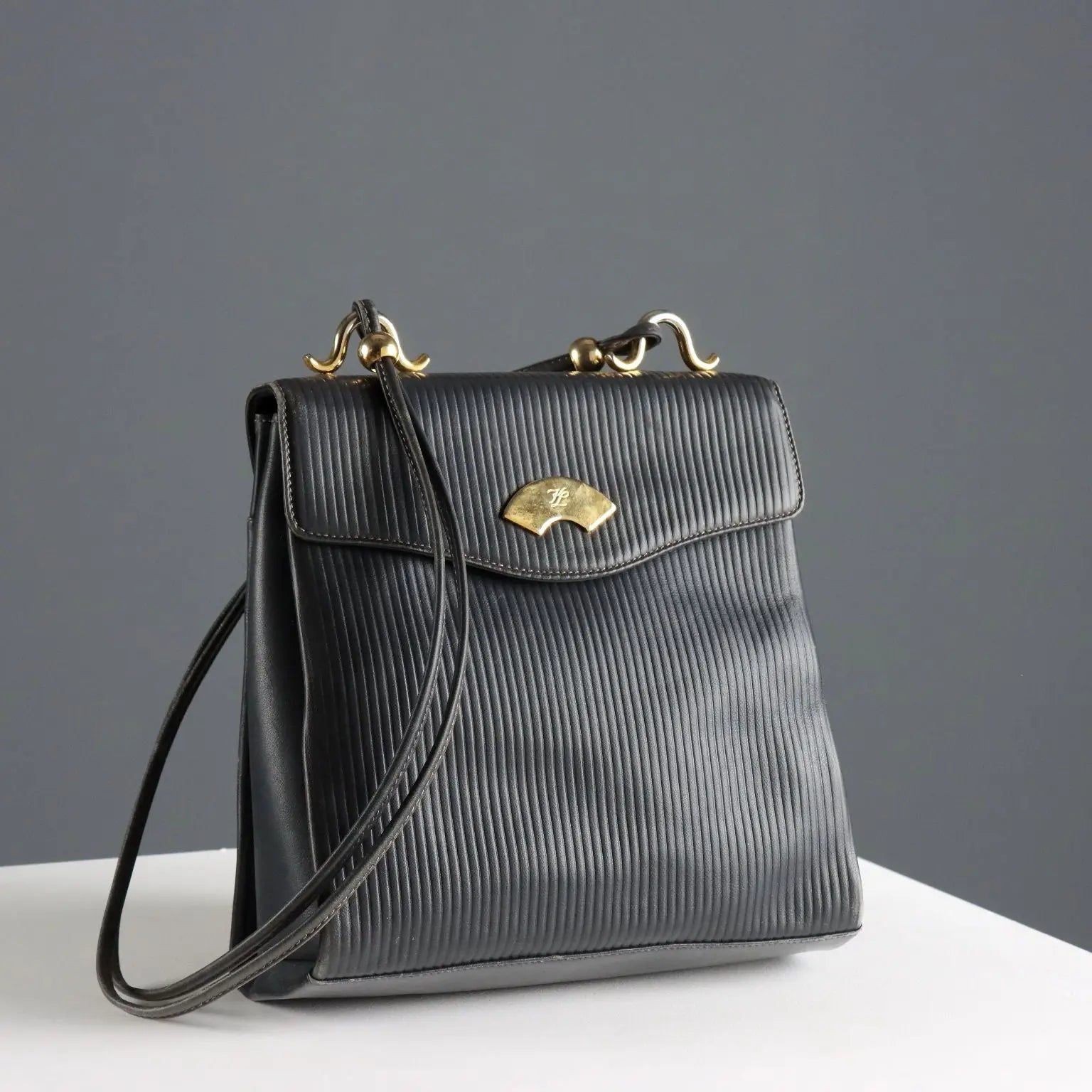 Karl Lagerfeld Bag Leather Gilded Metal Canvas France 1980s-1990s