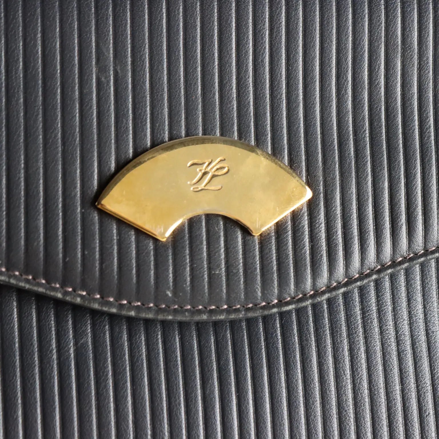 Karl Lagerfeld Bag Leather Gilded Metal Canvas France 1980s-1990s