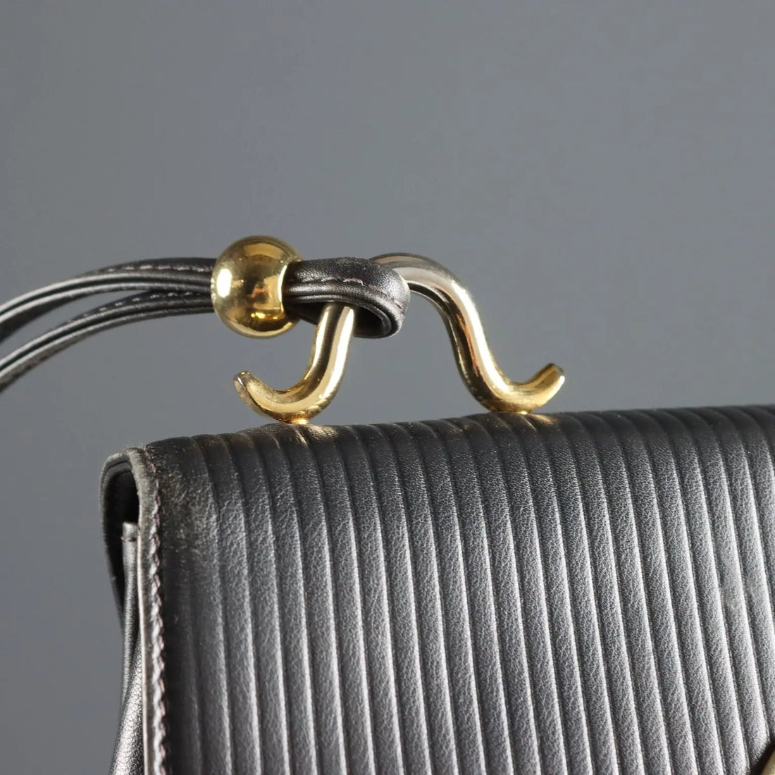Karl Lagerfeld Bag Leather Gilded Metal Canvas France 1980s-1990s
