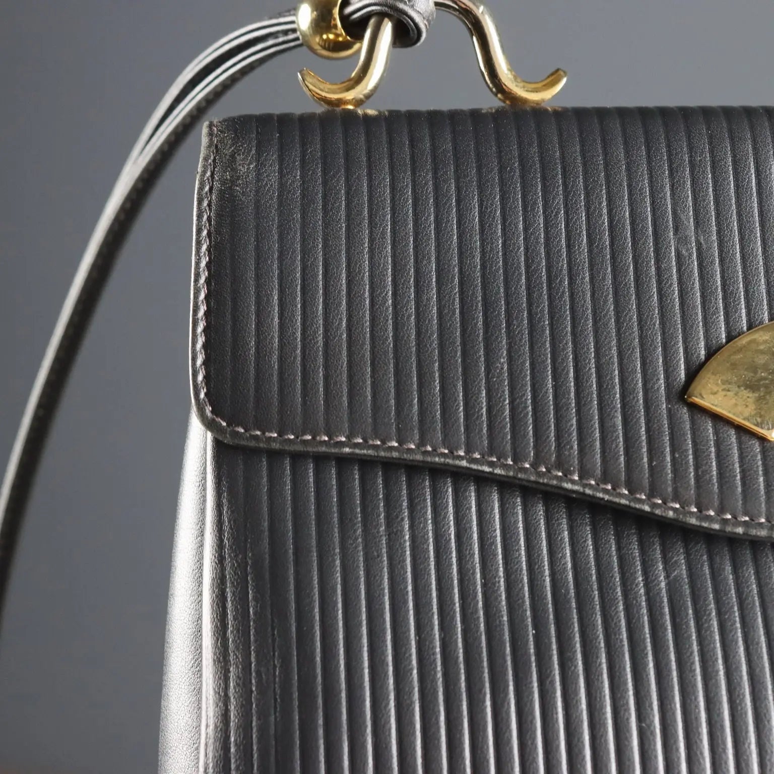 Karl Lagerfeld Bag Leather Gilded Metal Canvas France 1980s-1990s
