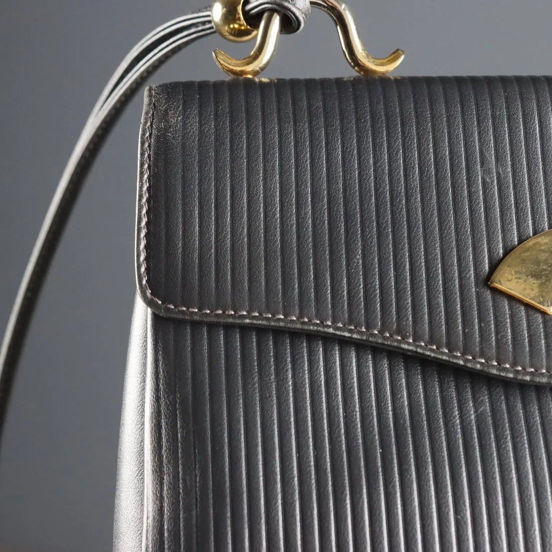 Karl Lagerfeld Bag Leather Gilded Metal Canvas France 1980s-1990s