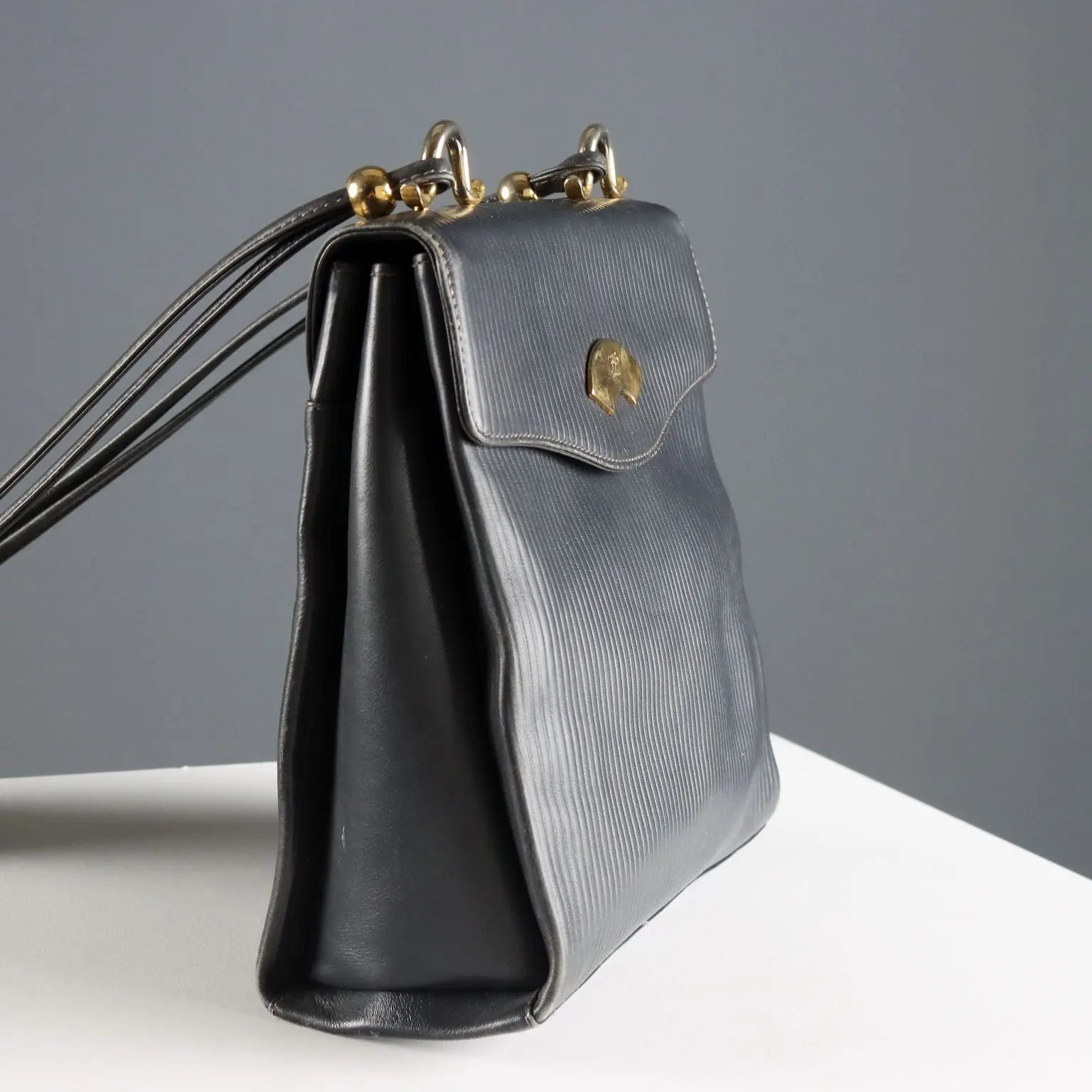 Karl Lagerfeld Bag Leather Gilded Metal Canvas France 1980s-1990s