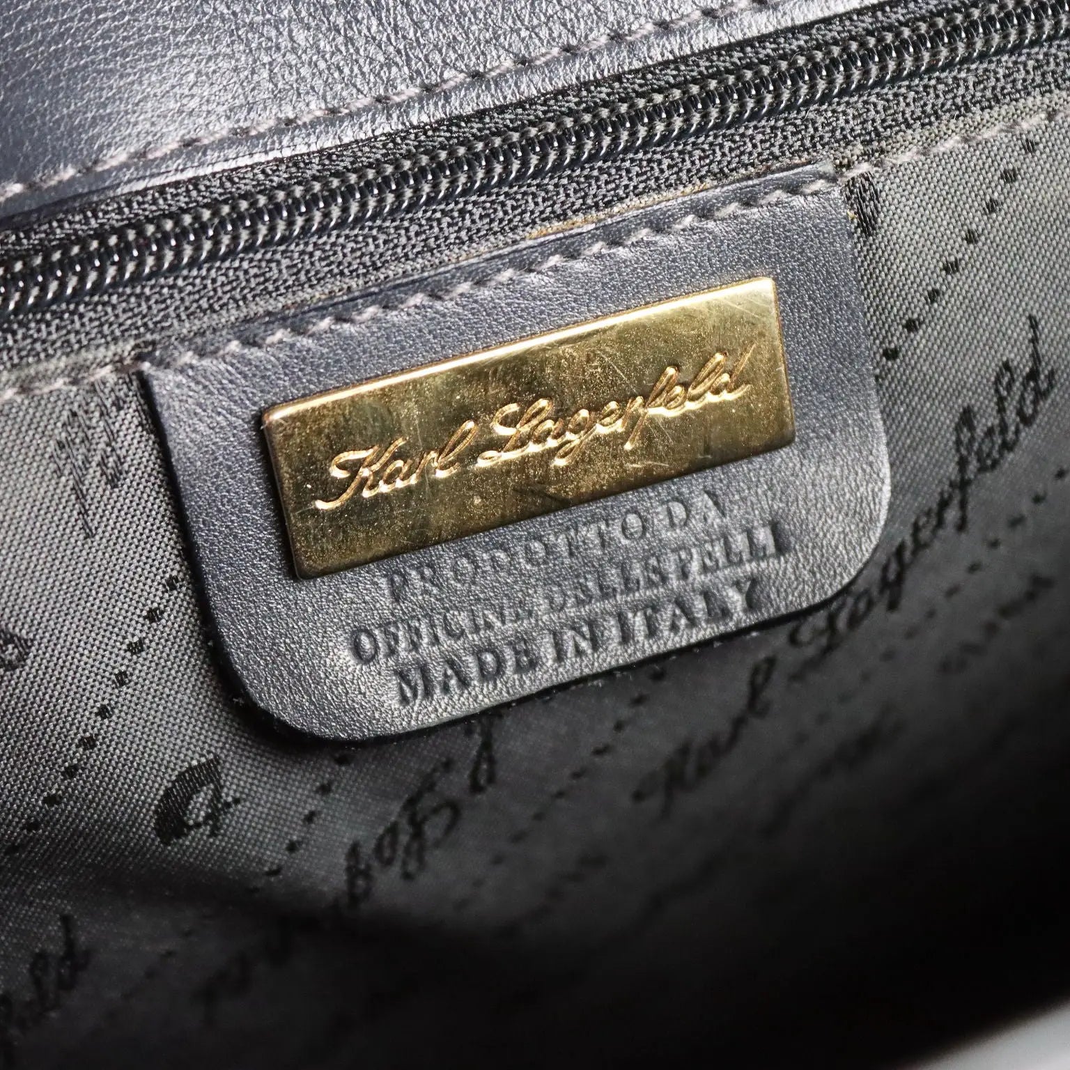 Karl Lagerfeld Bag Leather Gilded Metal Canvas France 1980s-1990s
