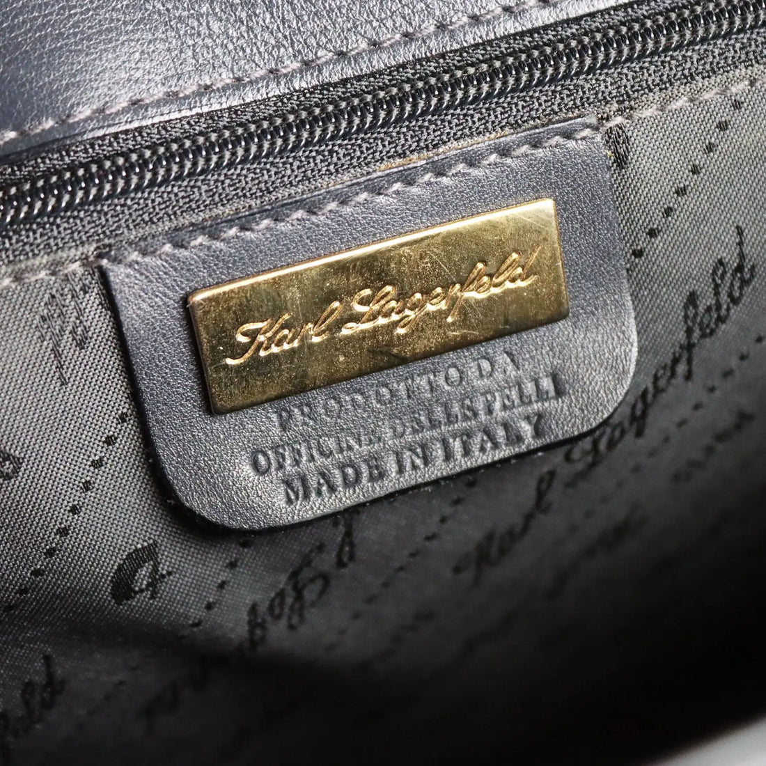 Karl Lagerfeld Bag Leather Gilded Metal Canvas France 1980s-1990s