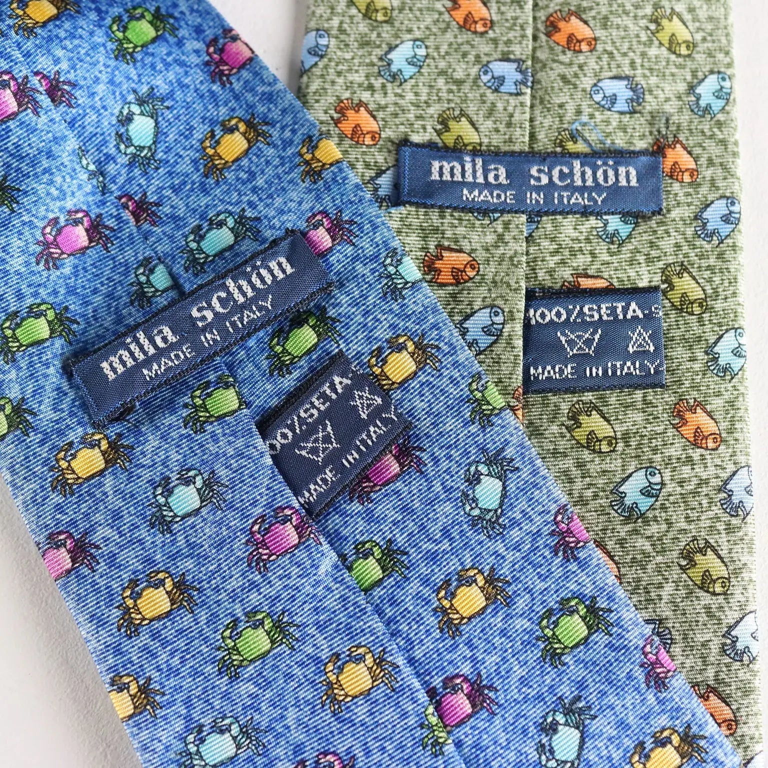 Mila Schön Vintage Ties Silk Sea Theme Germany 1980s-1990s