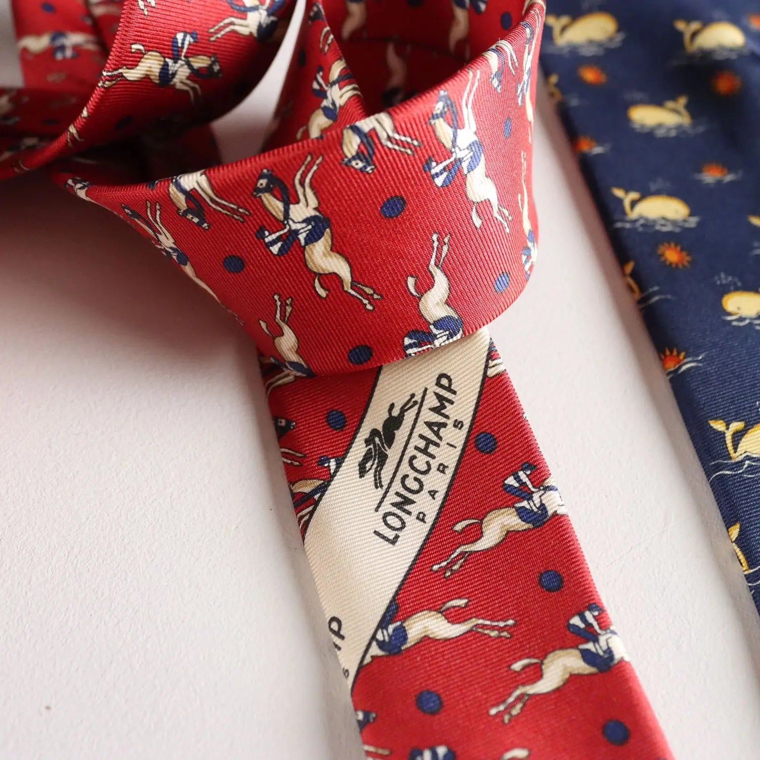 Vintage Ties Longchamp Coloured Silk France 1990s