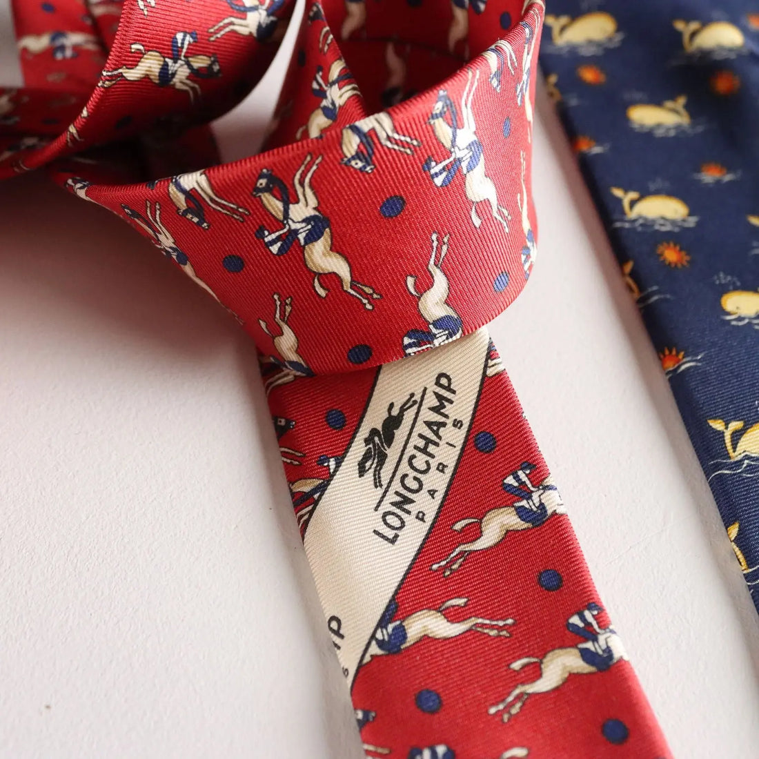 Vintage Ties Longchamp Coloured Silk France 1990s