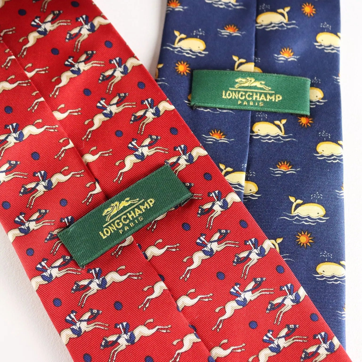 Vintage Ties Longchamp Coloured Silk France 1990s