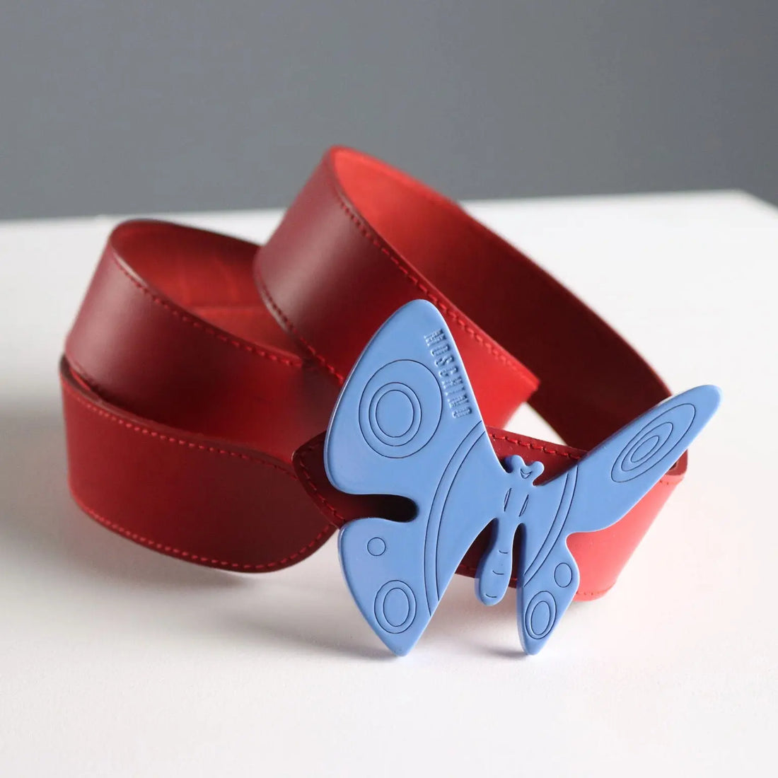 Moschino Vintage Belt Red Leather Italy 1980s-1990s