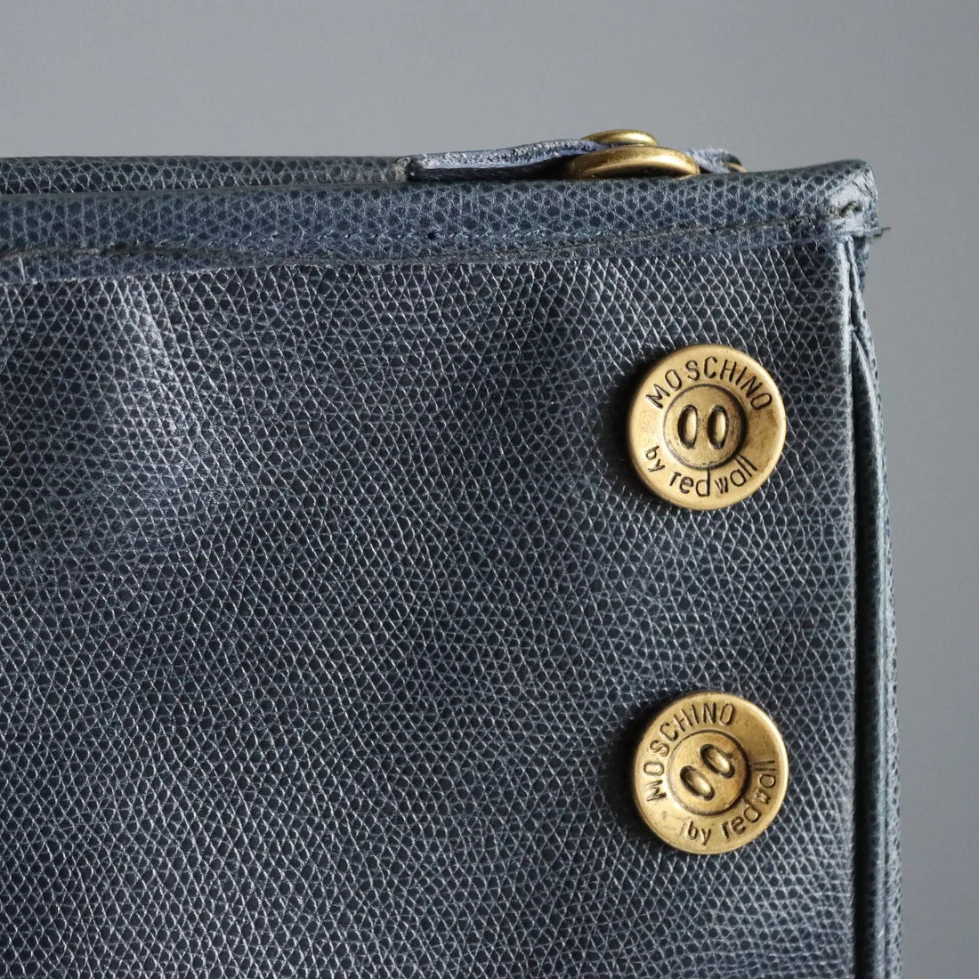 Moschino Redwall Handbag Blue Leather Metal Italy 1980s