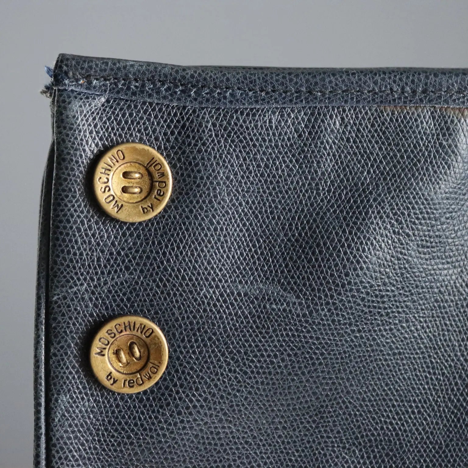 Moschino Redwall Handbag Blue Leather Metal Italy 1980s