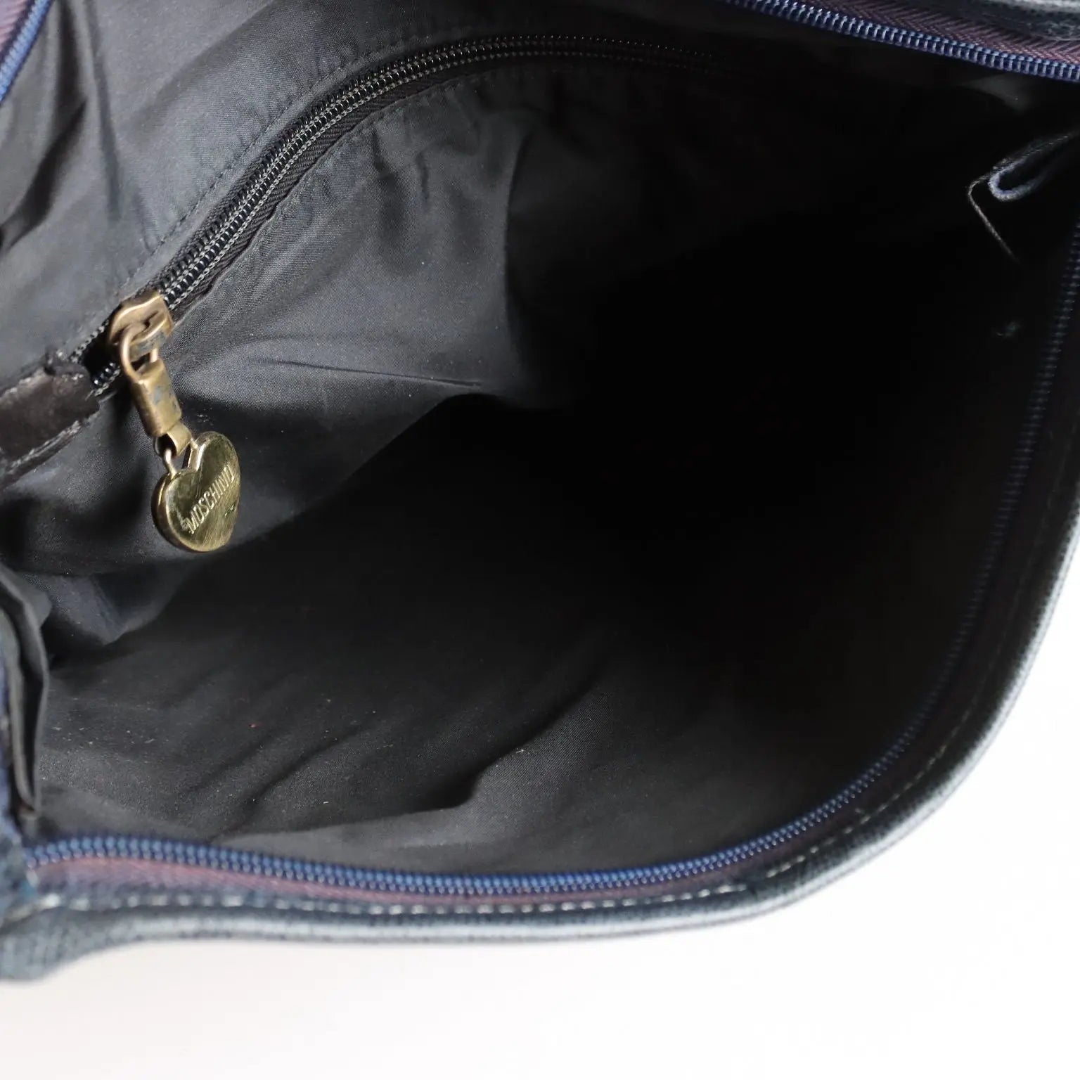 Moschino Redwall Handbag Blue Leather Metal Italy 1980s
