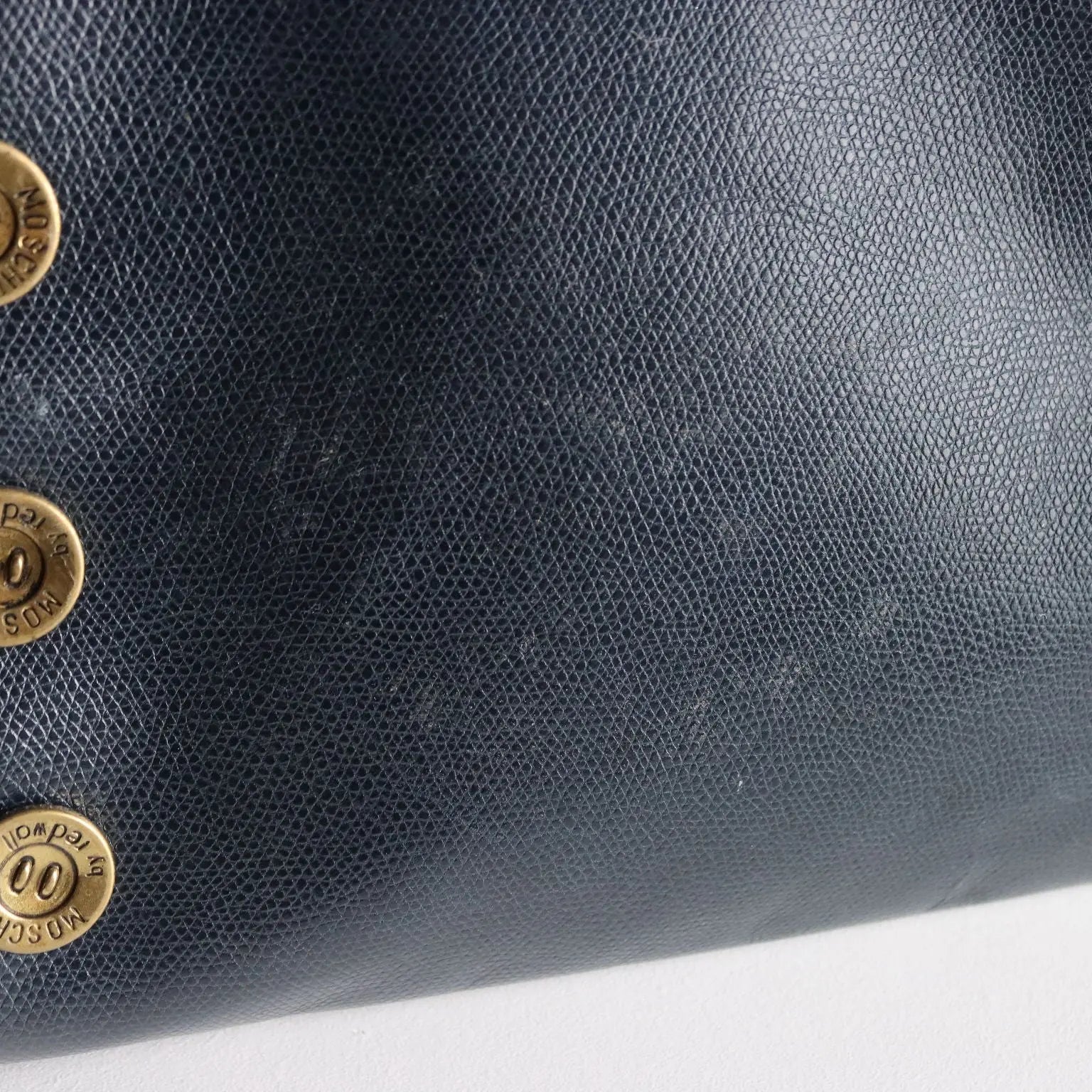 Moschino Redwall Handbag Blue Leather Metal Italy 1980s