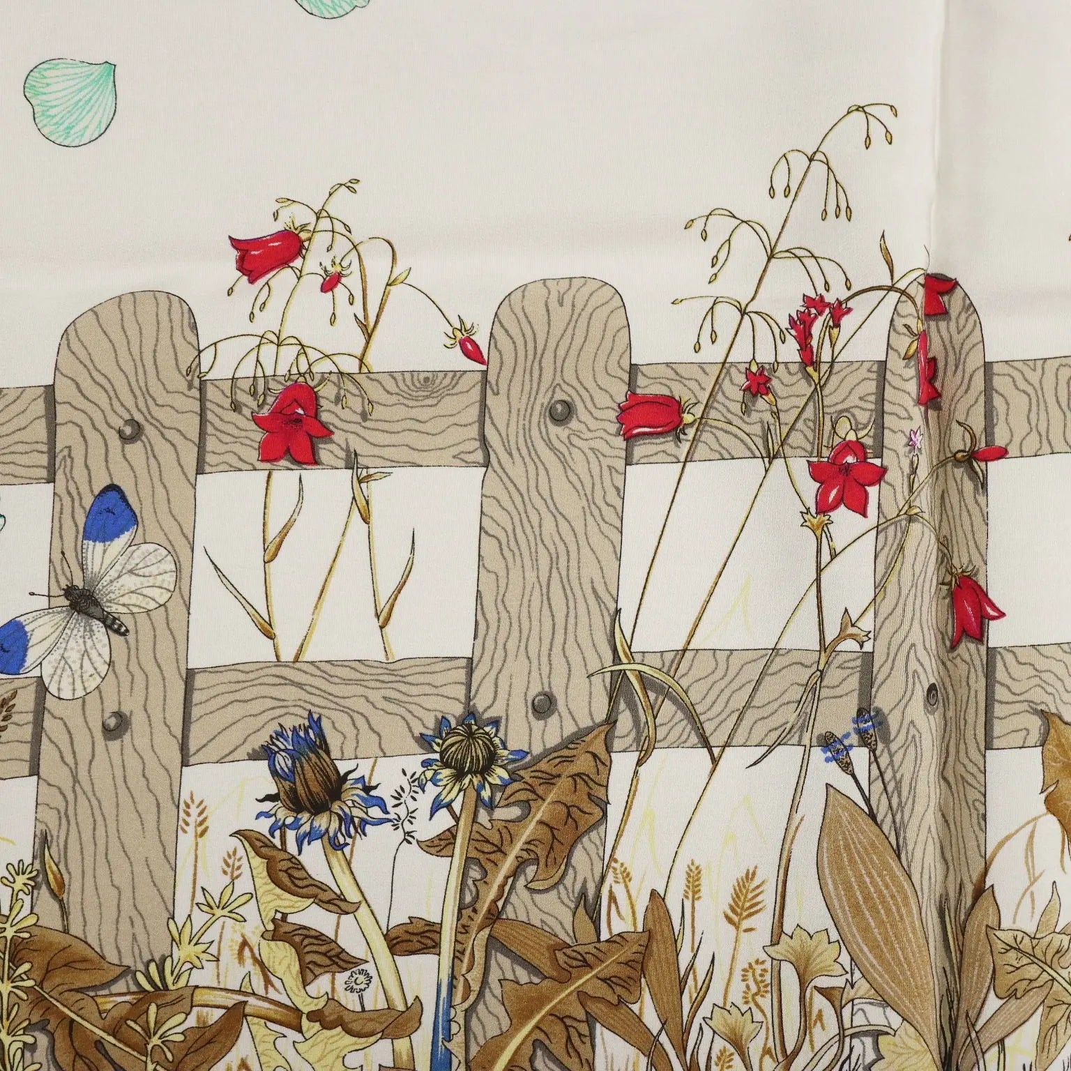 Mantero Vintage Scarf Silk Twill Bucolic Scene Italy 1980s-1990s