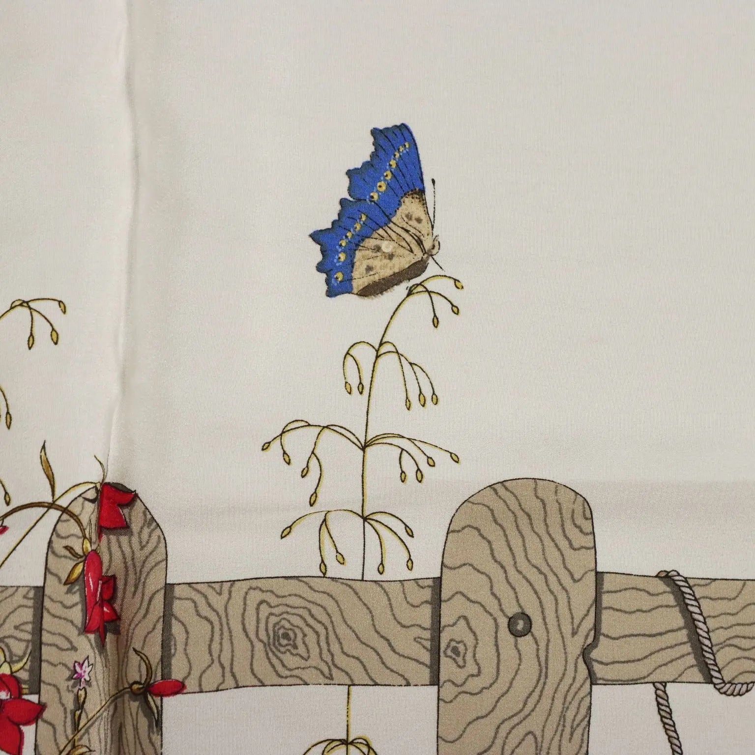 Mantero Vintage Scarf Silk Twill Bucolic Scene Italy 1980s-1990s