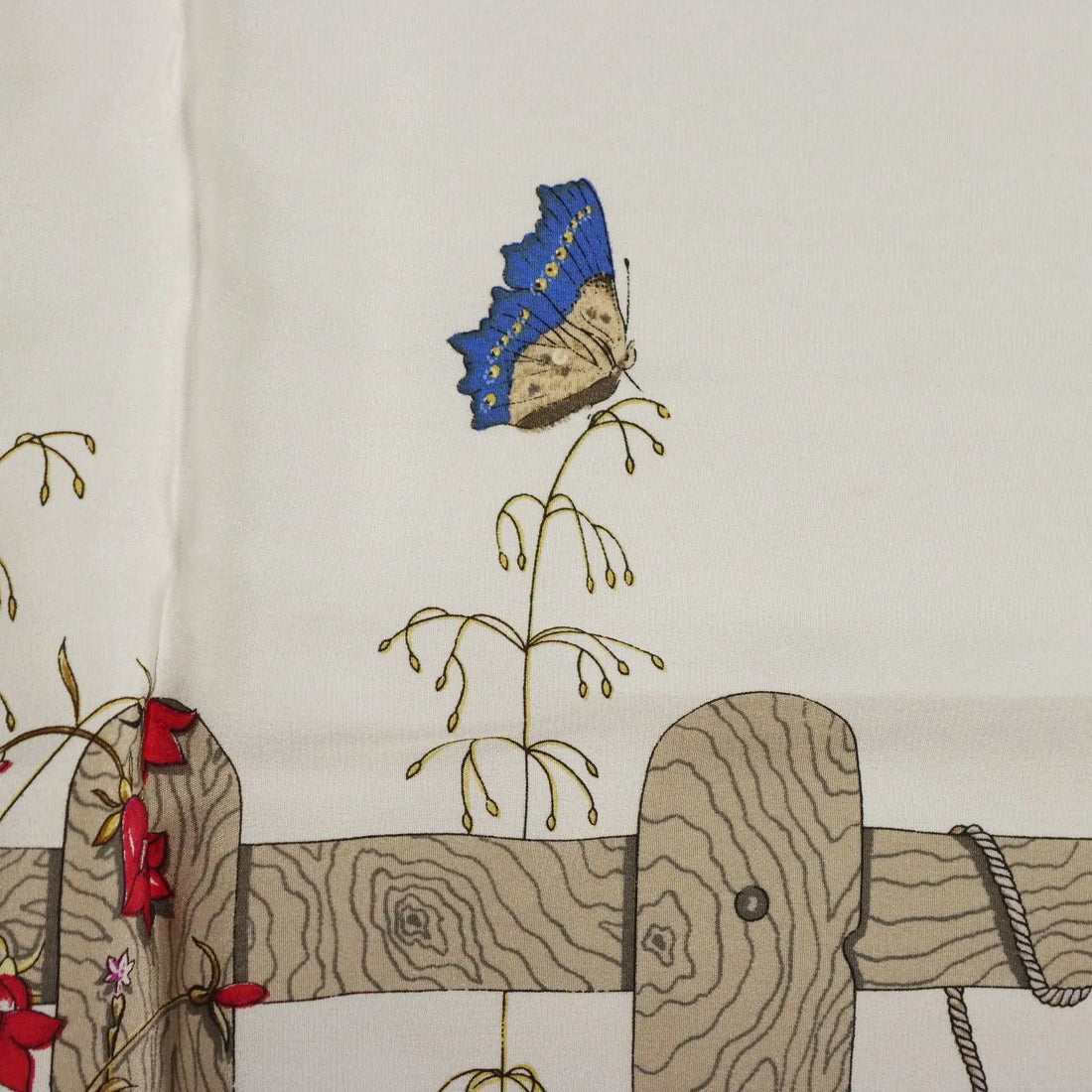 Mantero Vintage Scarf Silk Twill Bucolic Scene Italy 1980s-1990s