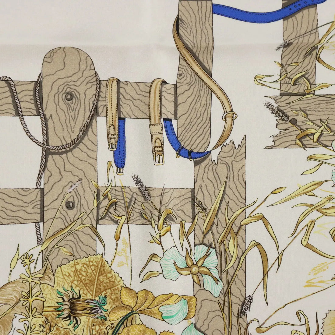 Mantero Vintage Scarf Silk Twill Bucolic Scene Italy 1980s-1990s