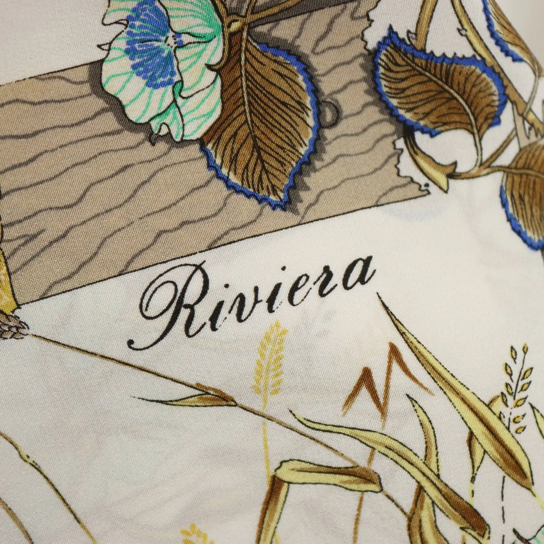 Mantero Vintage Scarf Silk Twill Bucolic Scene Italy 1980s-1990s