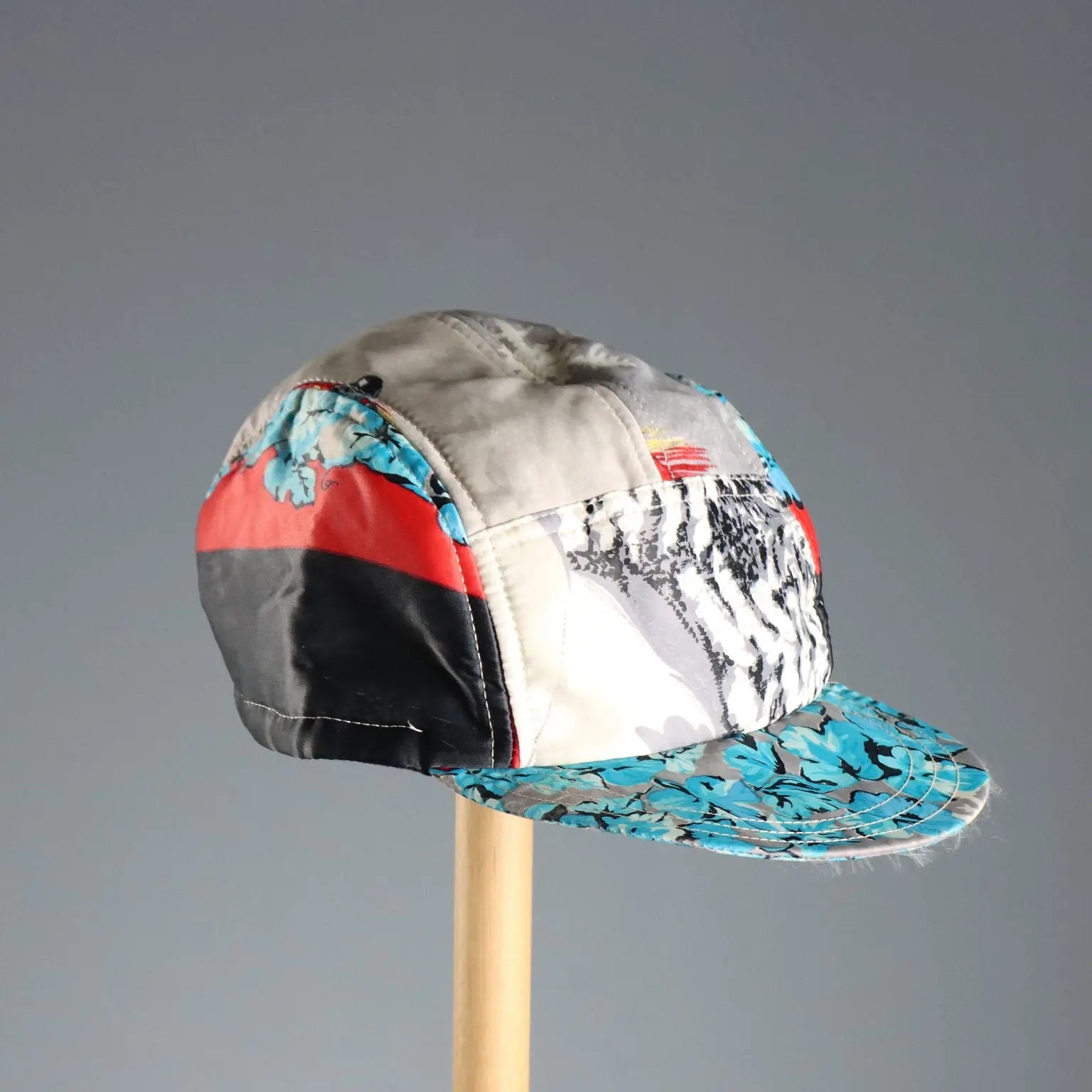Versace Sport Patchwork Cap Nylon UK Size 6 7/8 Italy 1990s