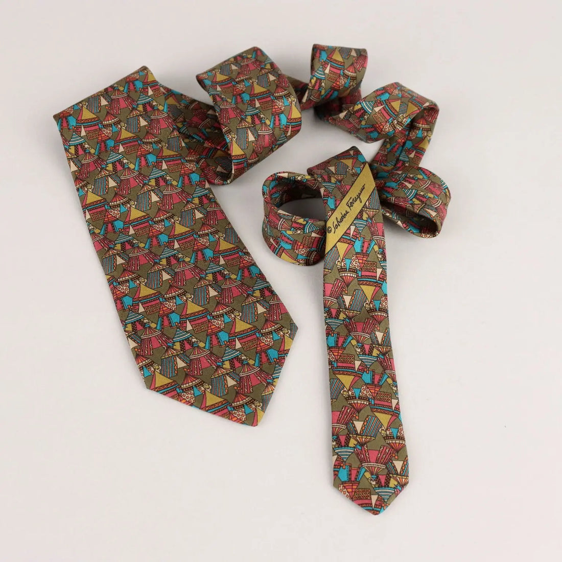 Ferragamo Vintage Tie Silk Drawings Italy | Clothing & House Linens | Vintage
