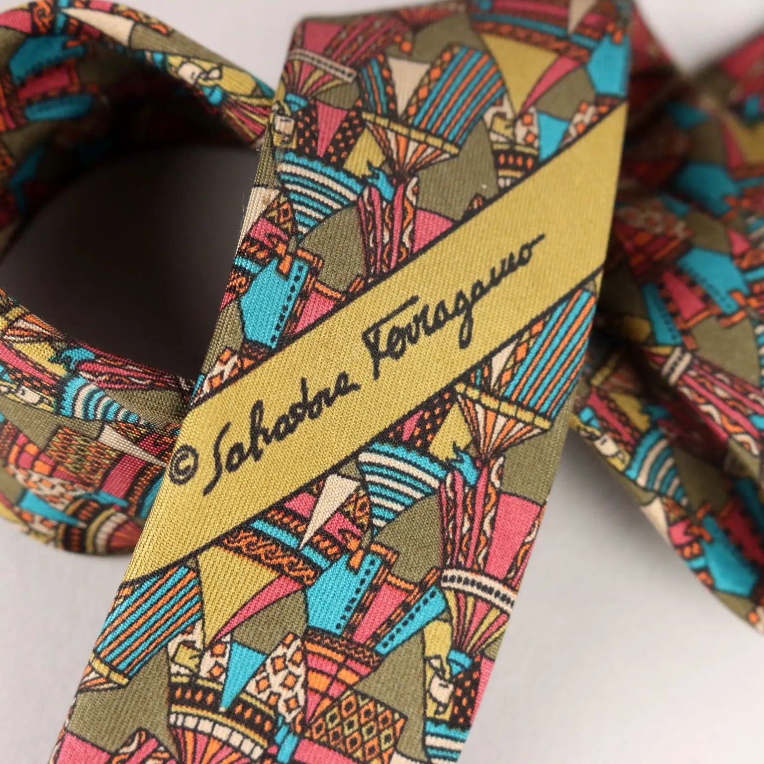 Ferragamo Vintage Tie Silk Drawings Italy | Clothing & House Linens | Vintage