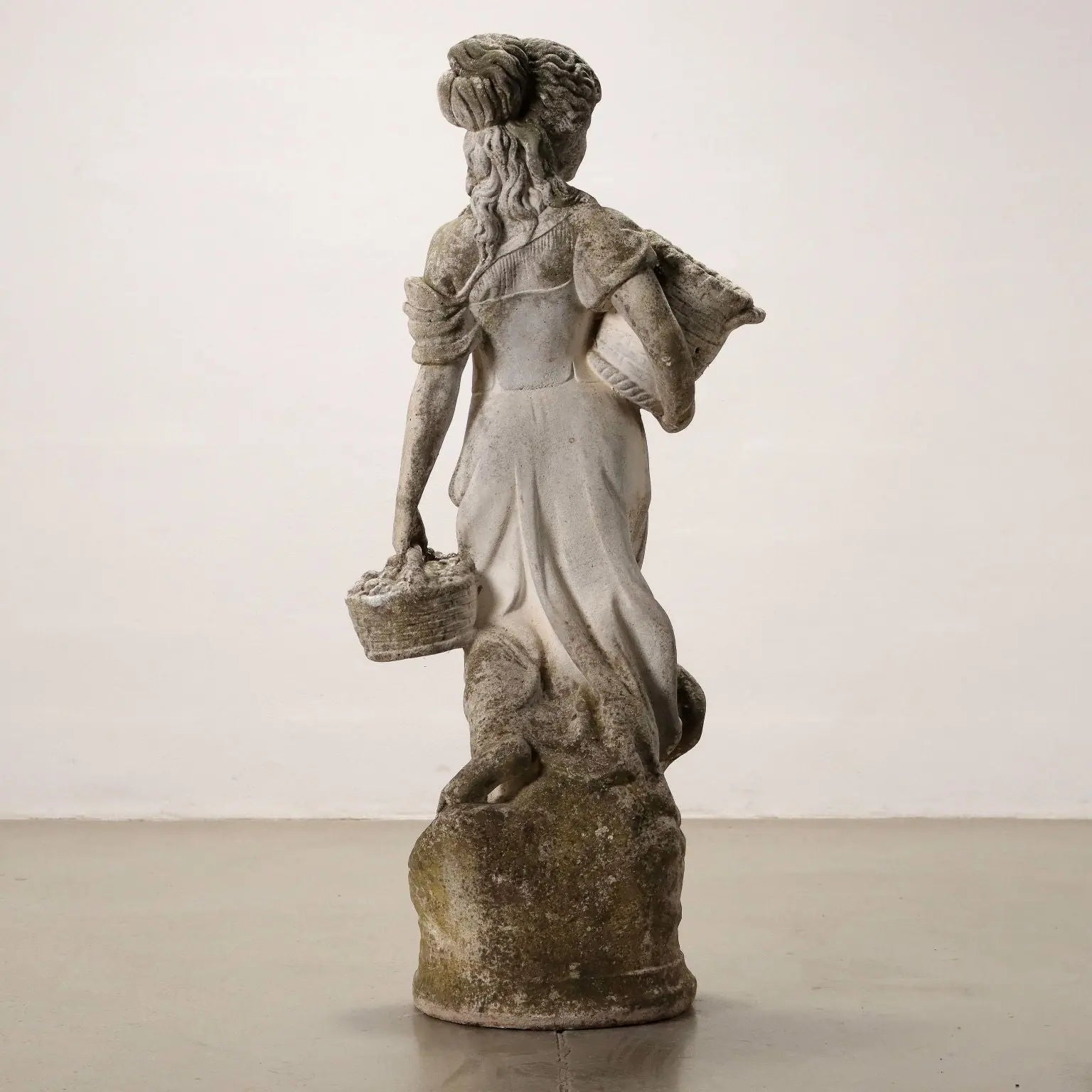 Peasant Woman Garden Statue in Composite Stone - Italy 20th Century