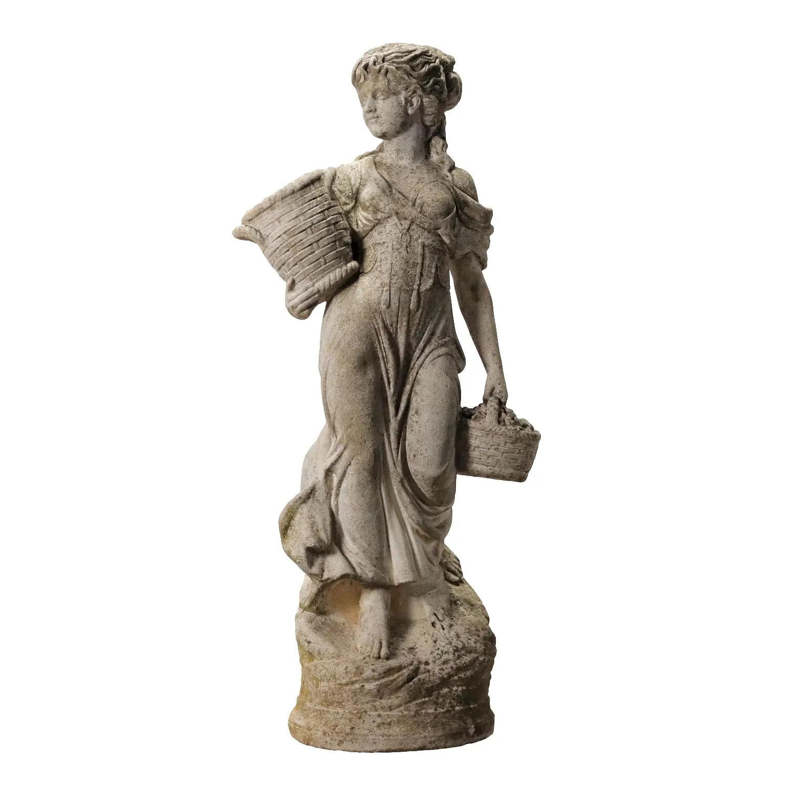 Peasant Woman Garden Statue in Composite Stone - Italy 20th Century