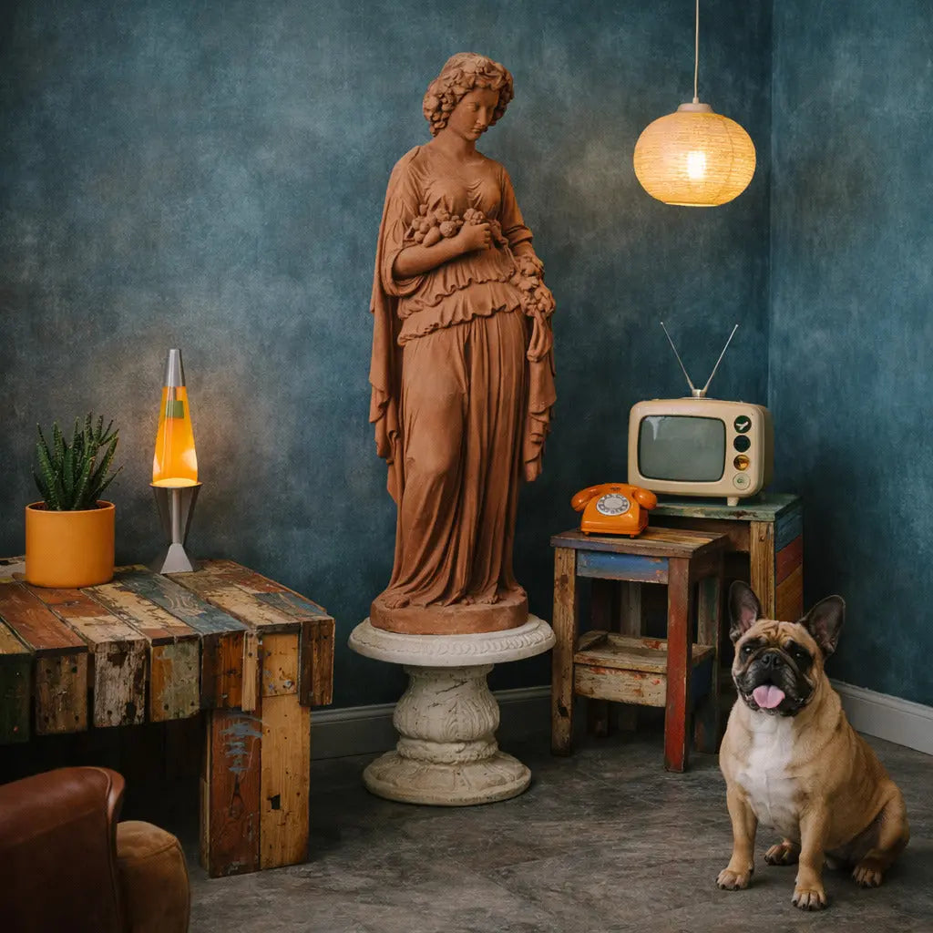 Antique Sculpture Allegory of Autumn Terracotta Italy XX Century - Terracotta Sculpture | Antiques  Stones Irons & Garden Furnishings