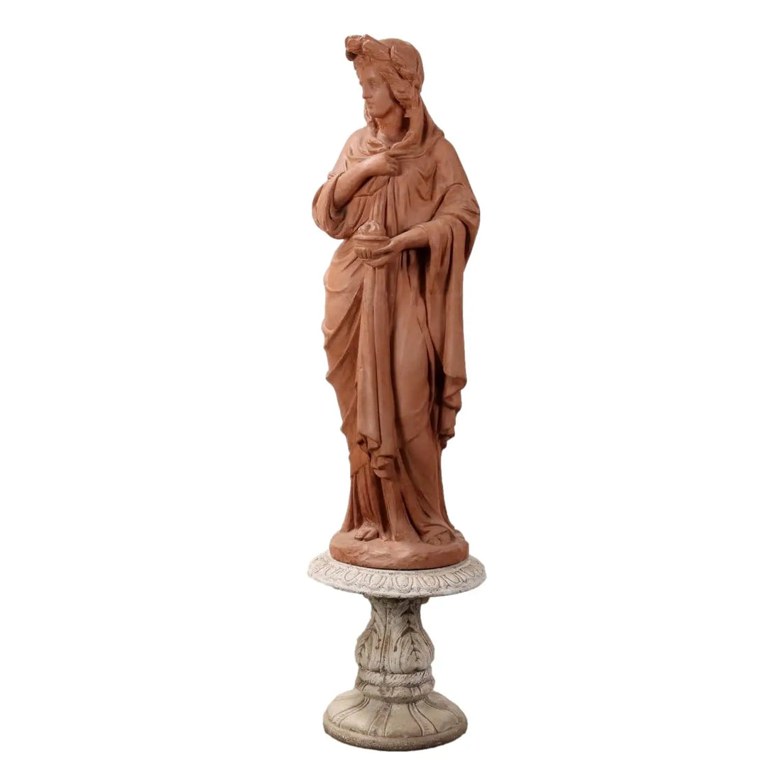 Terracotta Winter Allegory Statue with Base