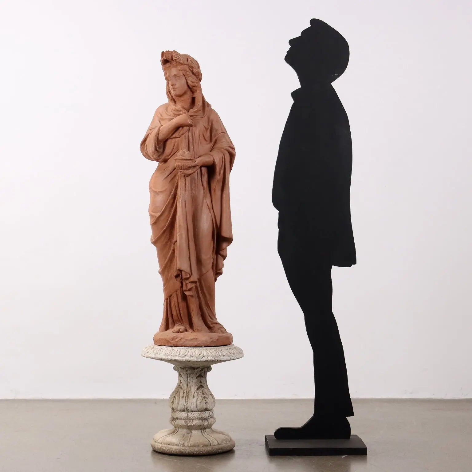 Terracotta Winter Allegory Statue with Base