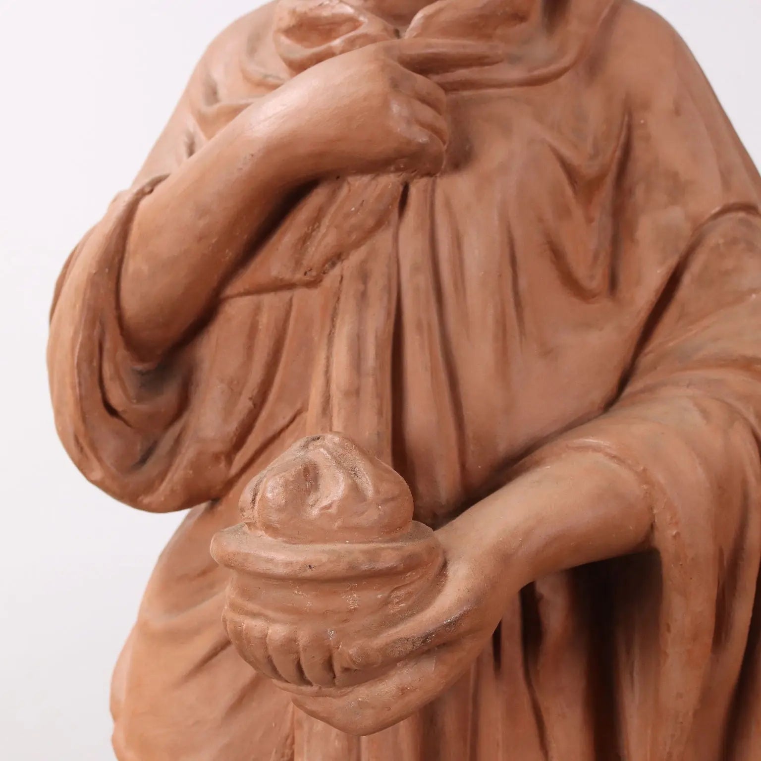 Terracotta Winter Allegory Statue with Base