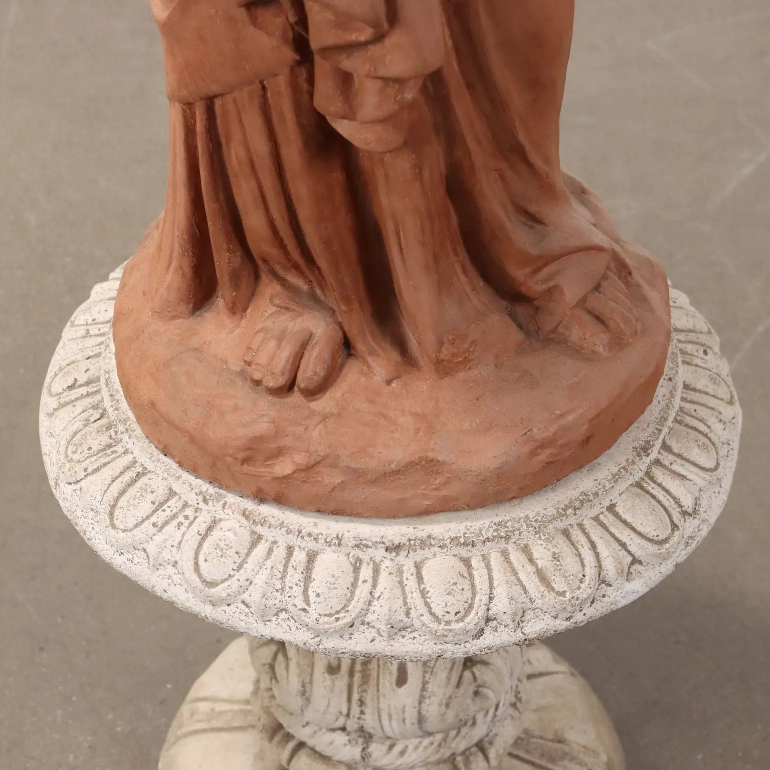 Terracotta Winter Allegory Statue with Base