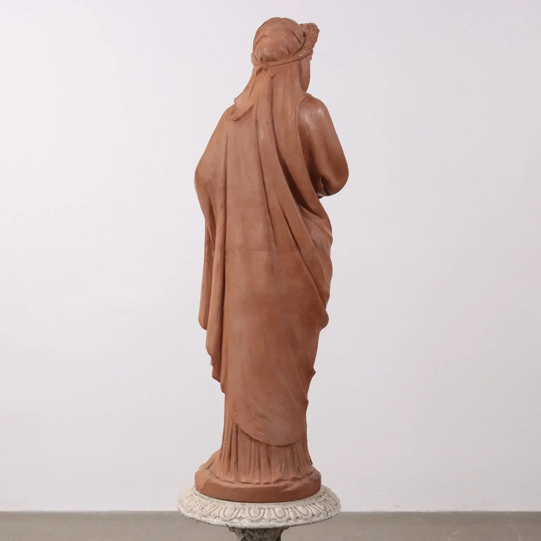 Terracotta Winter Allegory Statue with Base