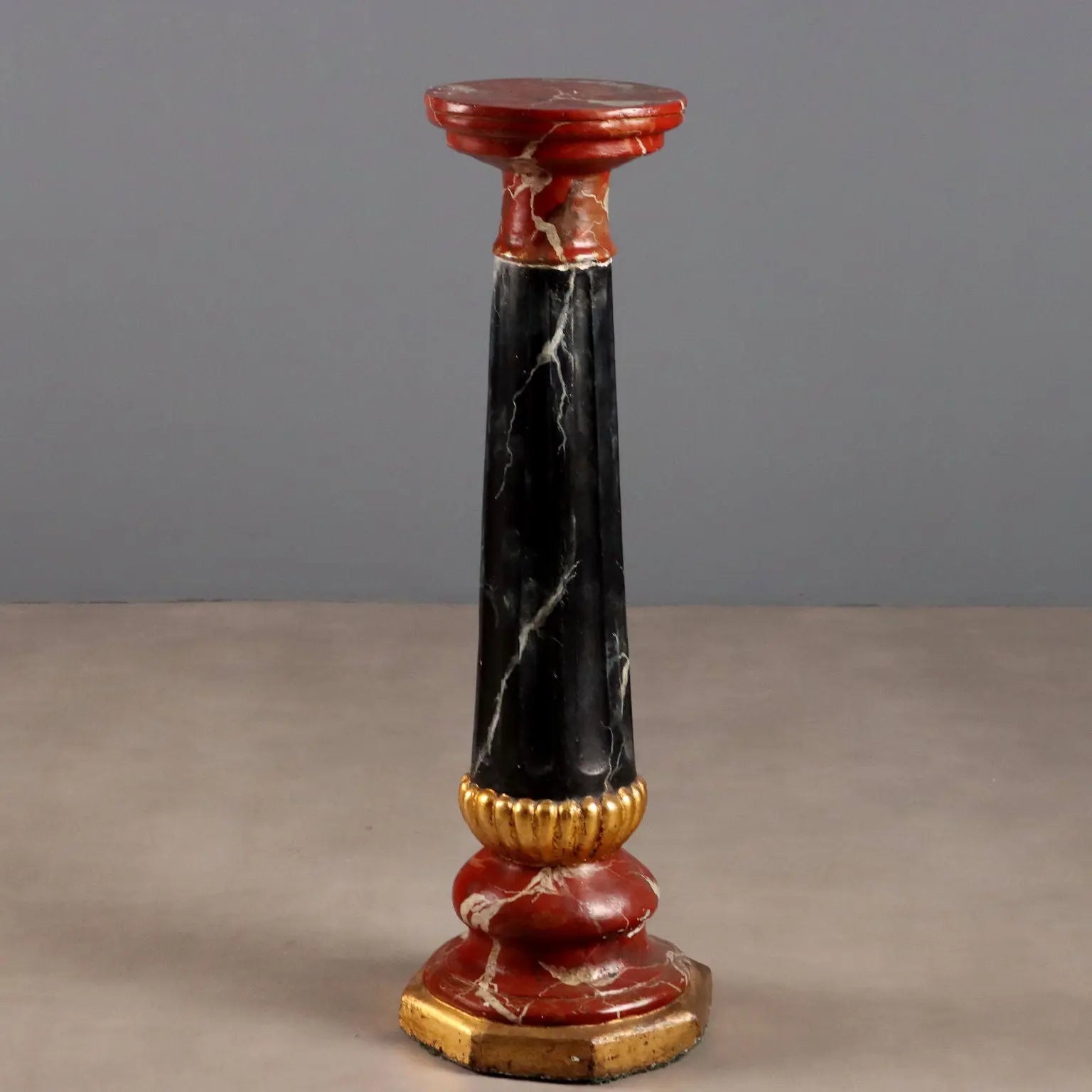 Painted Faux Marble Cement Column - Italy, 20th Century
