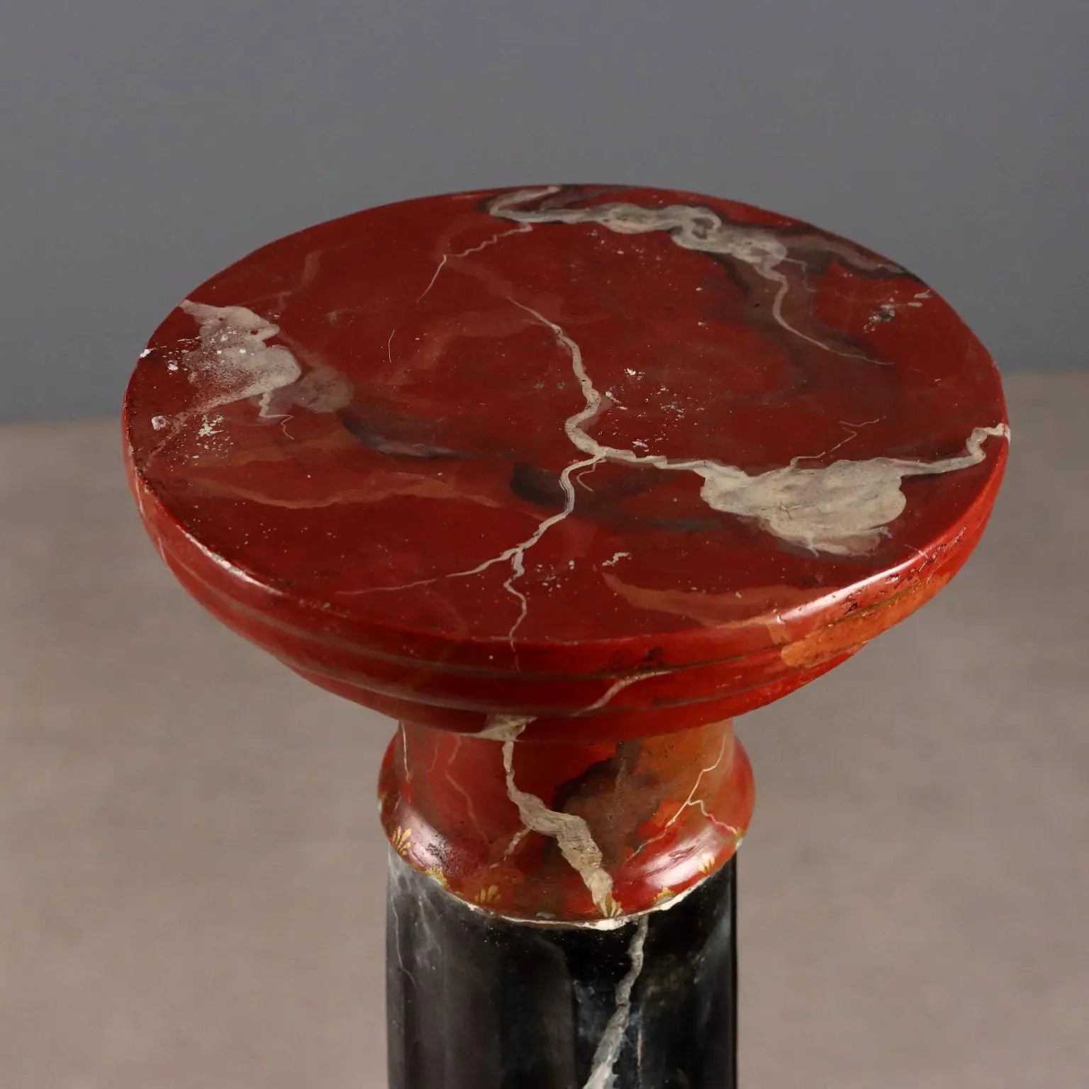 Painted Faux Marble Cement Column - Italy, 20th Century