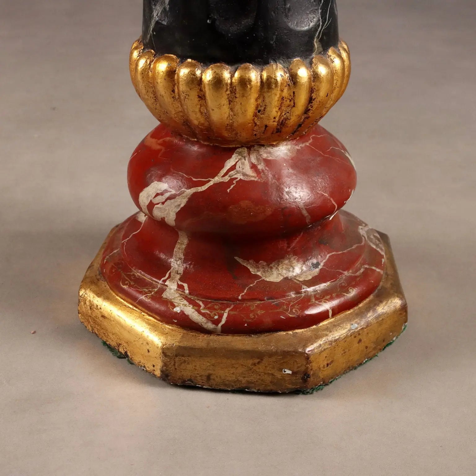 Painted Faux Marble Cement Column - Italy, 20th Century