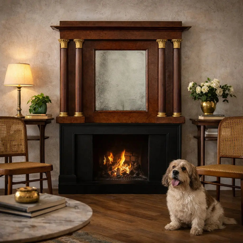 Antique Fireplace Charles X Elm Paolo Moschini (Attr.) XIX Century