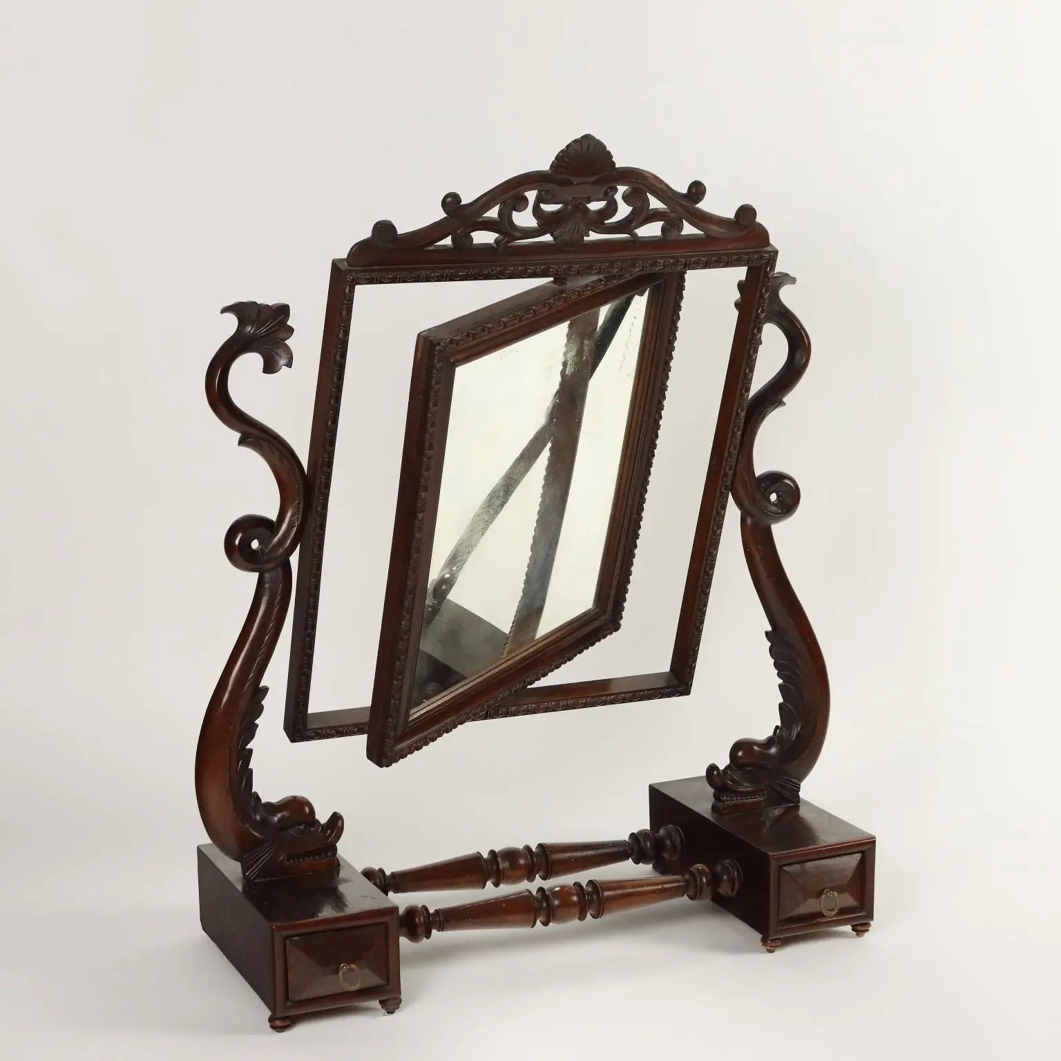 Luigi Filippo Vanity Mirror in Mahogany - 19th Century
