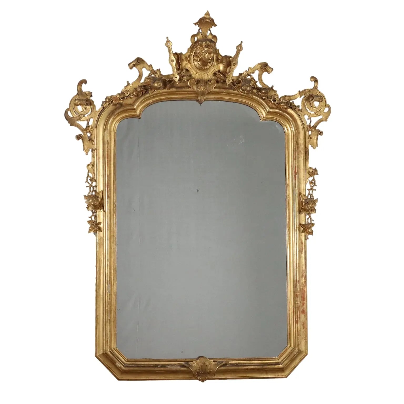 Antique Mirror Umbertino Swiss Pine Italy XIX Century - Large Mirror | Antiques | Mirrors & Frames