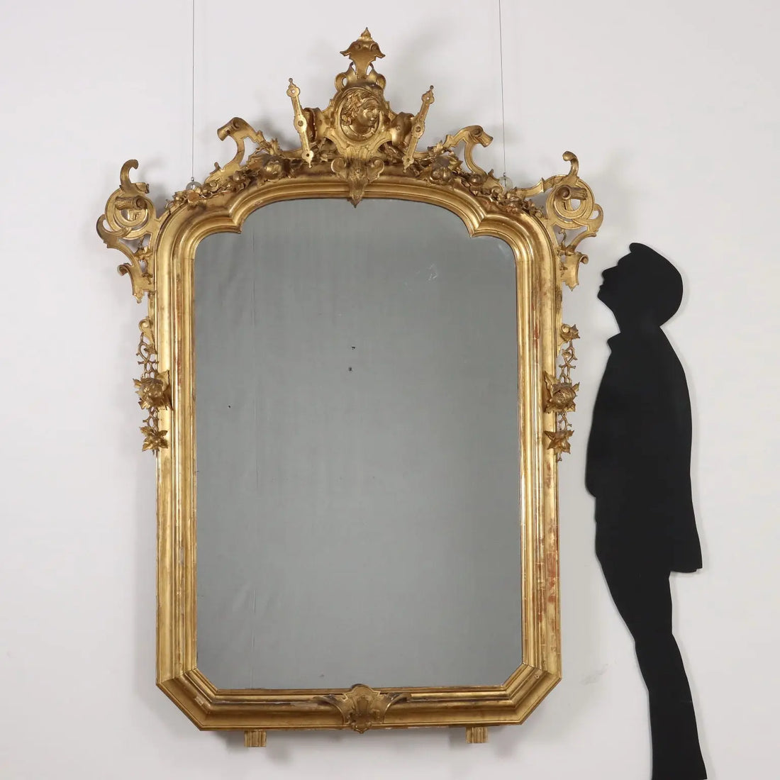 Antique Mirror Umbertino Swiss Pine Italy XIX Century - Large Mirror | Antiques | Mirrors & Frames