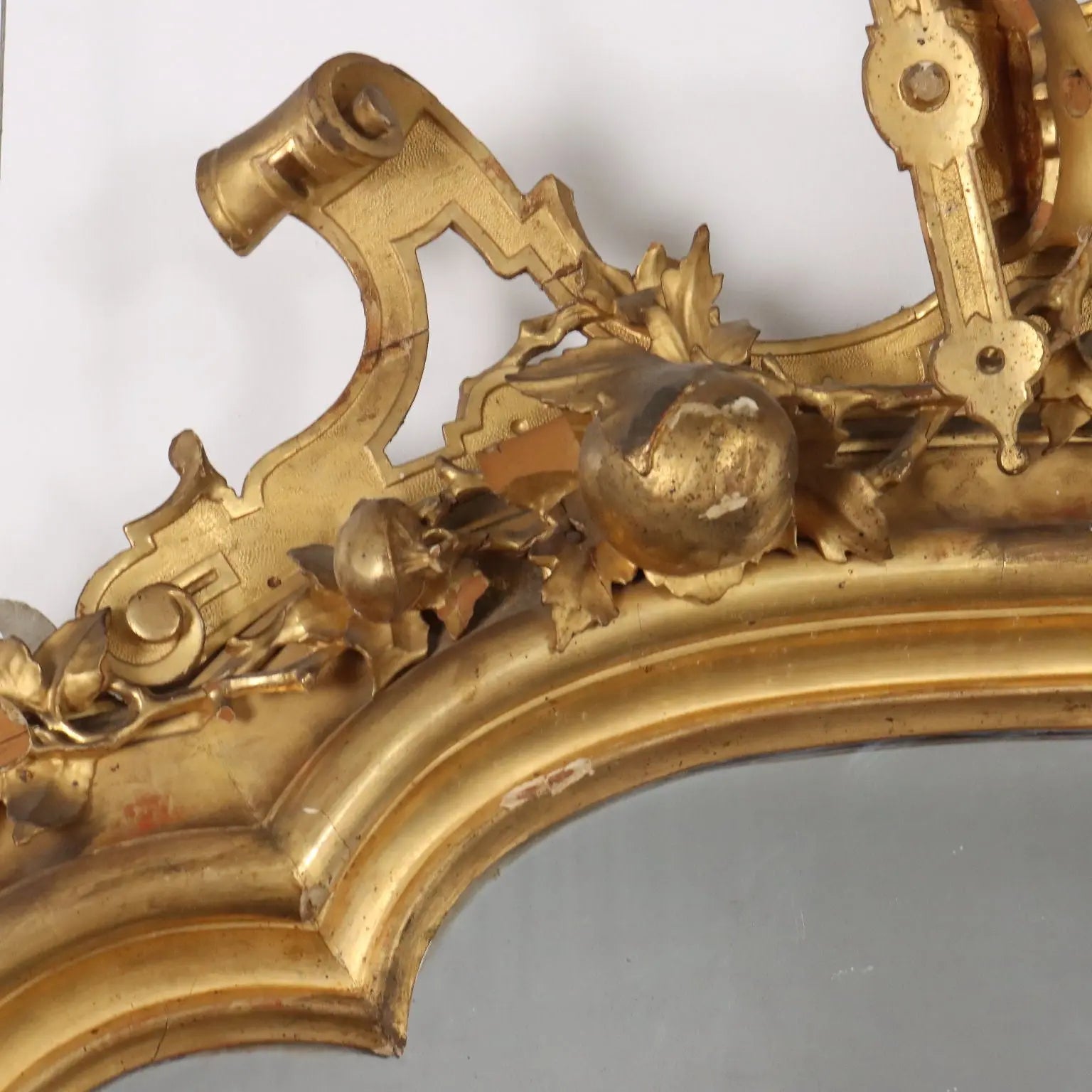 Antique Mirror Umbertino Swiss Pine Italy XIX Century - Large Mirror | Antiques | Mirrors & Frames