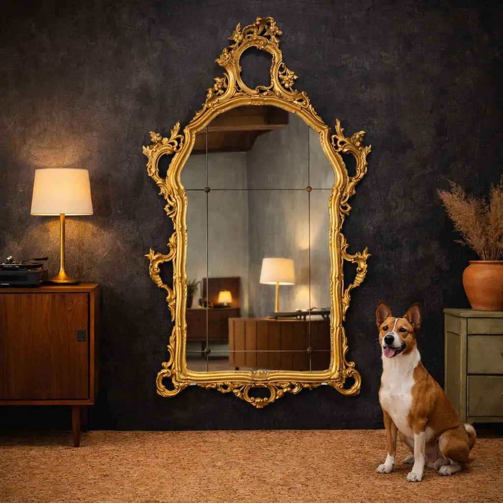 Antique Mirror Baroque Style Wood Italy XX Century - Antique Mirror in Venetian Baroque Style | Antiques | Mirrors & Frames
