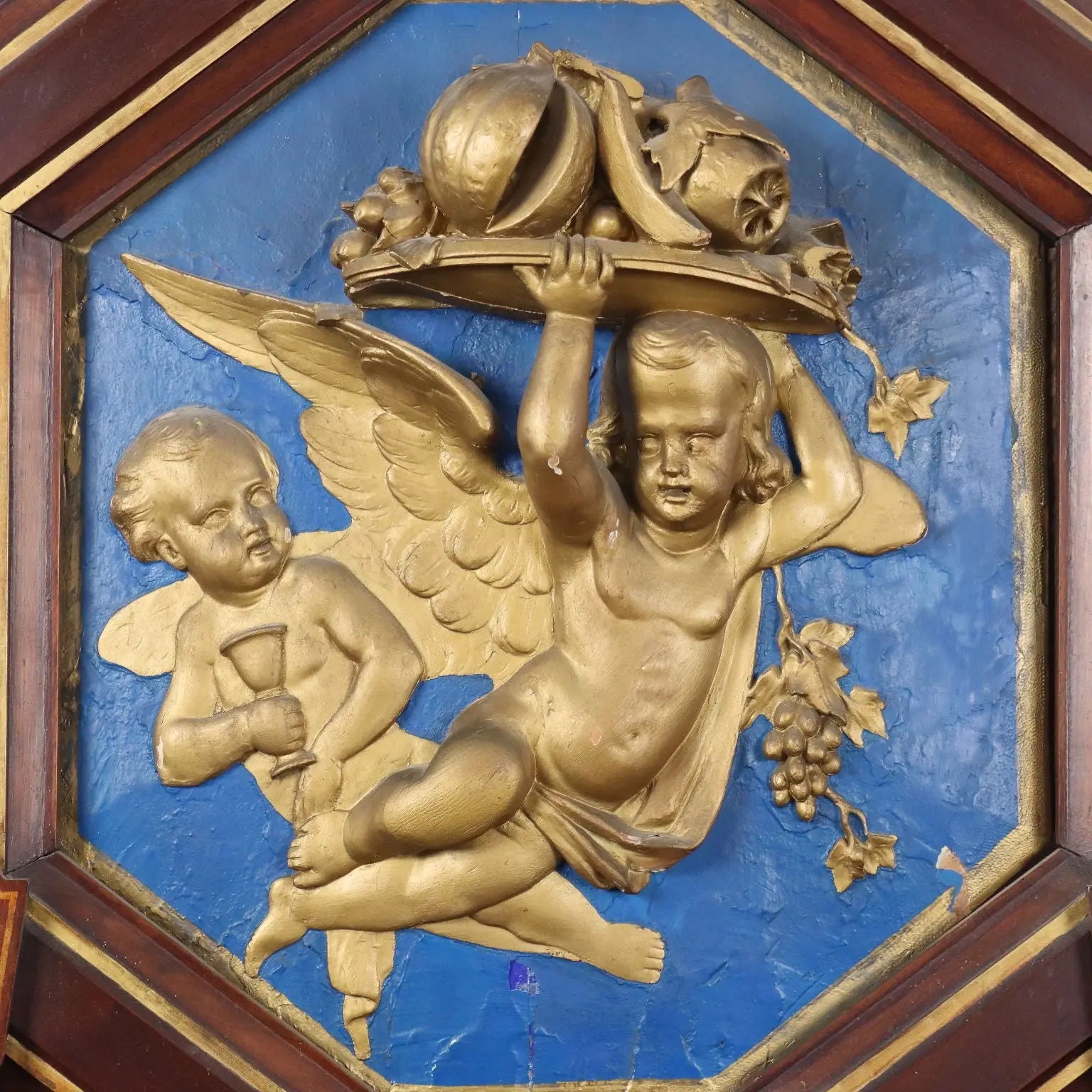 Eclectic Mirror Late 19th Century with Gilded Cherubs and Dragons